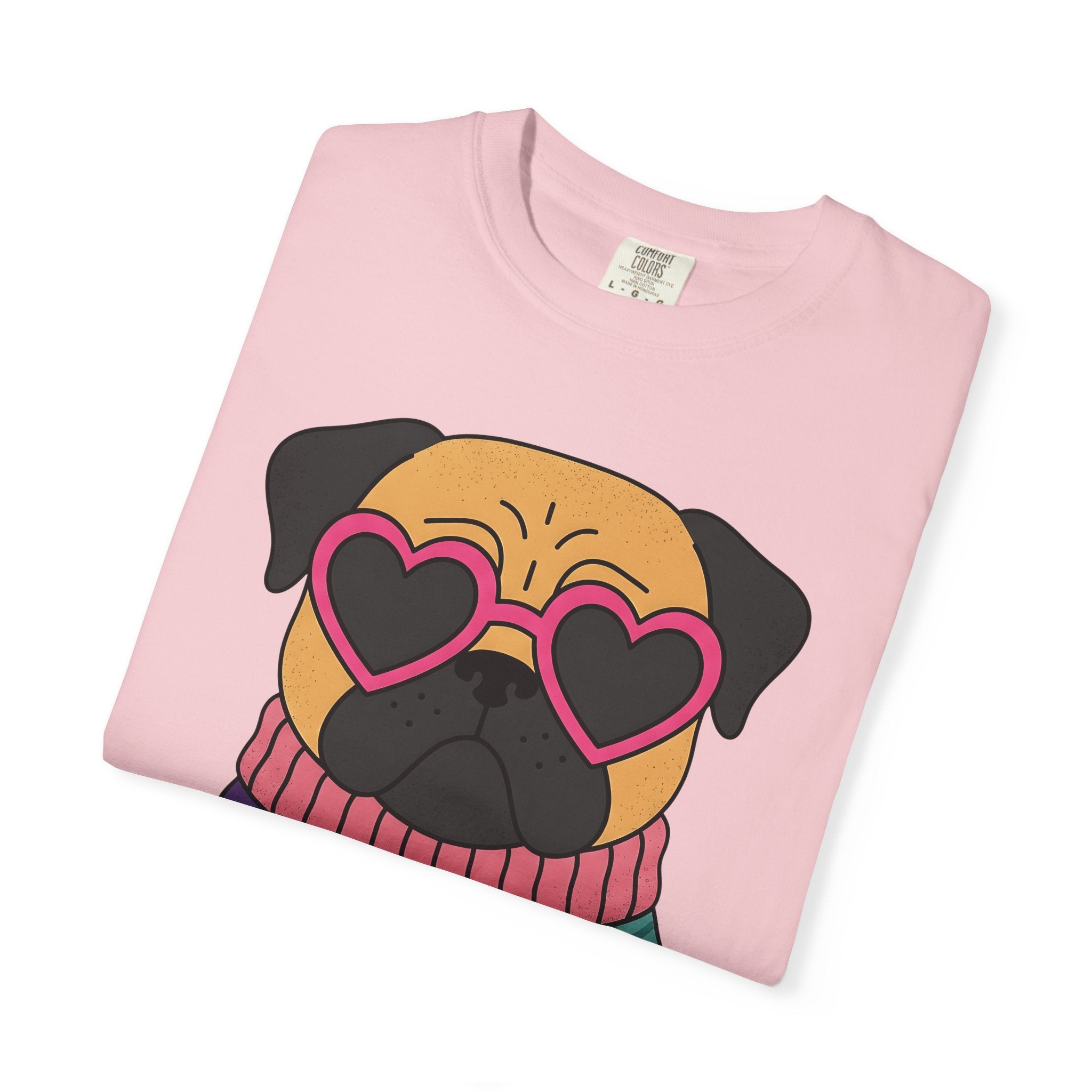 Pug Pet Shirt Dog Outfit Gift Women Doodle Tee Pug T-Shirt Dog Fan Drawing Graphic Sketch Heart Eyewear Tshirt