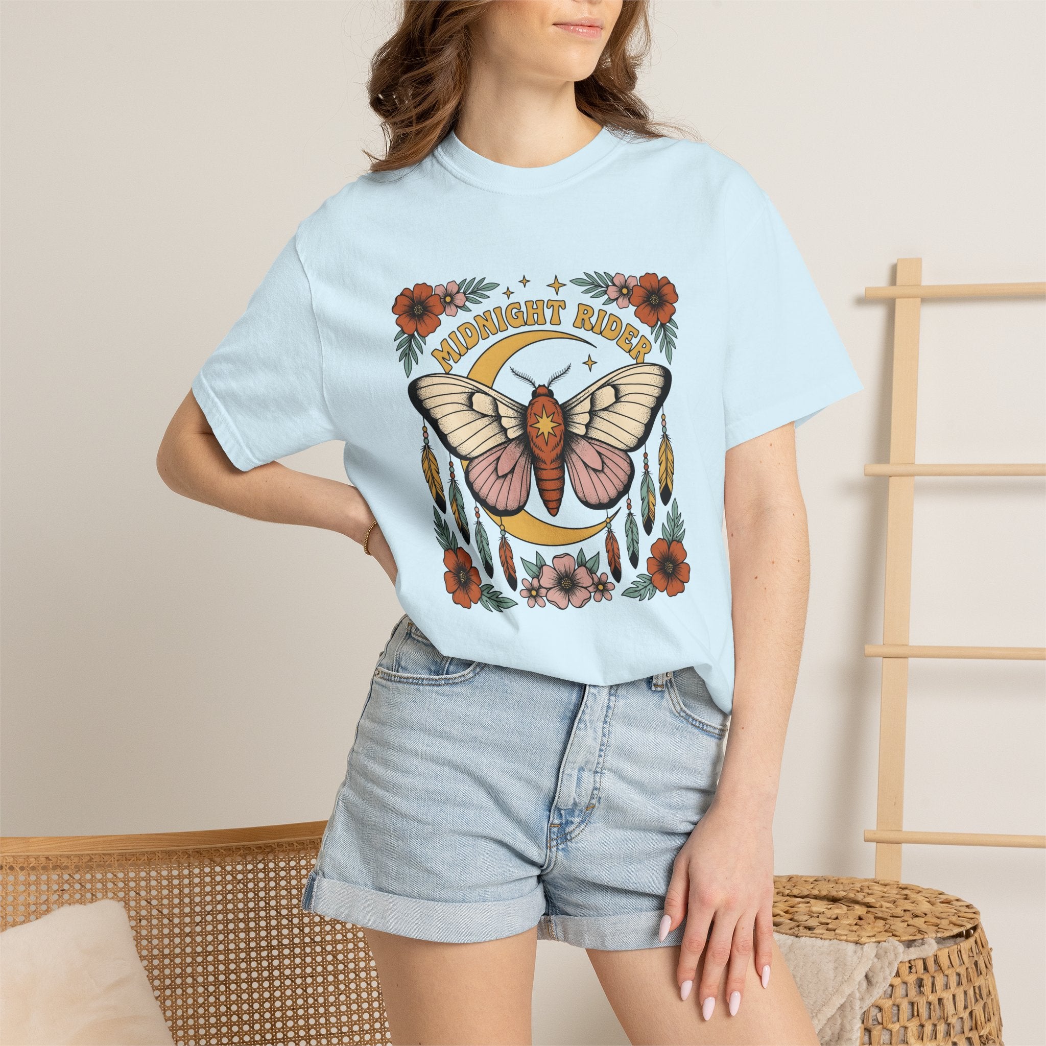 Moth Crescent Shirt Cowgirl Rodeo Gift Women Tribal Tee Luna T-Shirt Cowgirl Fan Primitive Tshirt Rodeo Graphic Retro Plume Tshirt