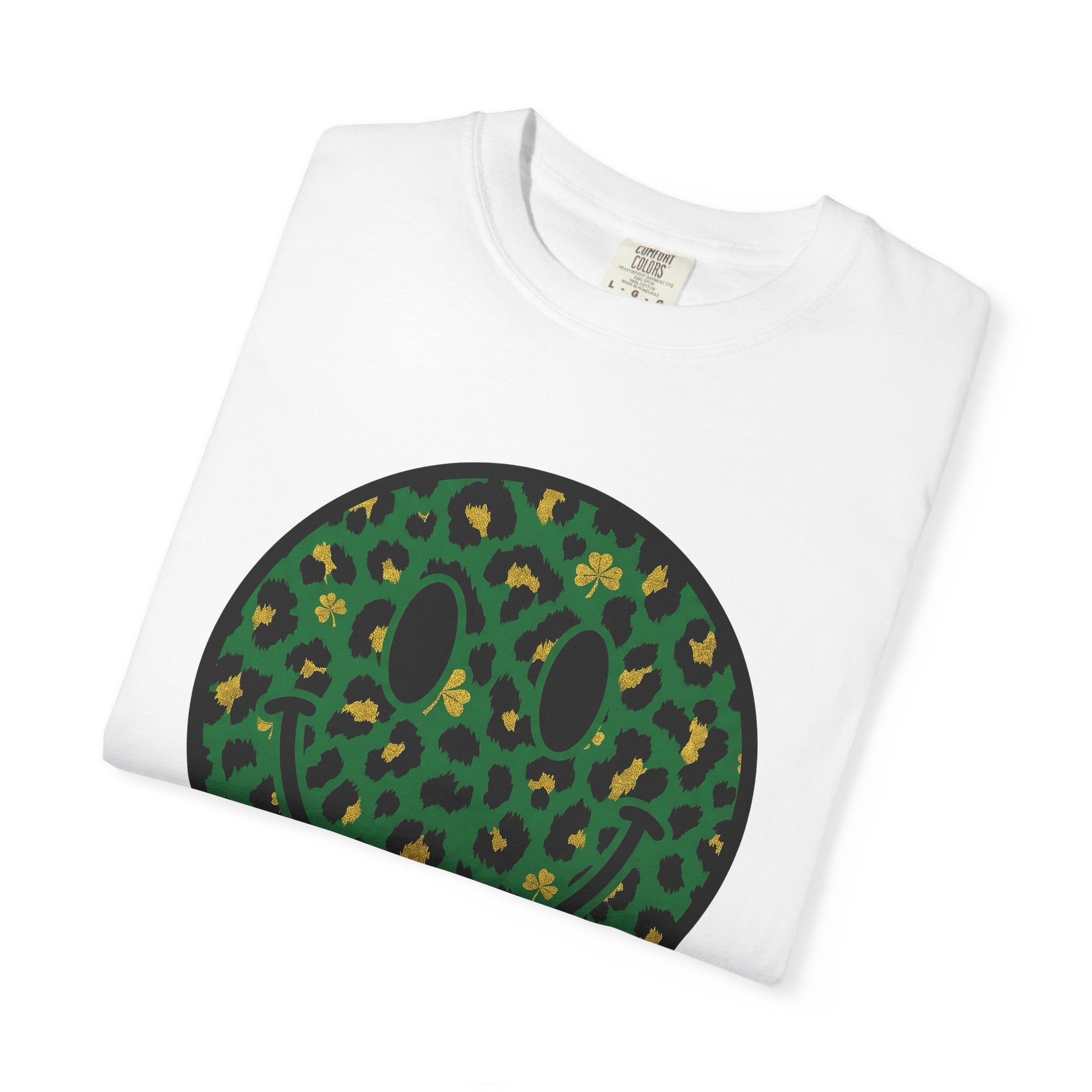 Smiley Face Shirt St Patrick's Day Animal Print Gift Women Leopard Print Tee Smiley T-Shirt St Patricks Fan Animal Print Graphic Tshirt