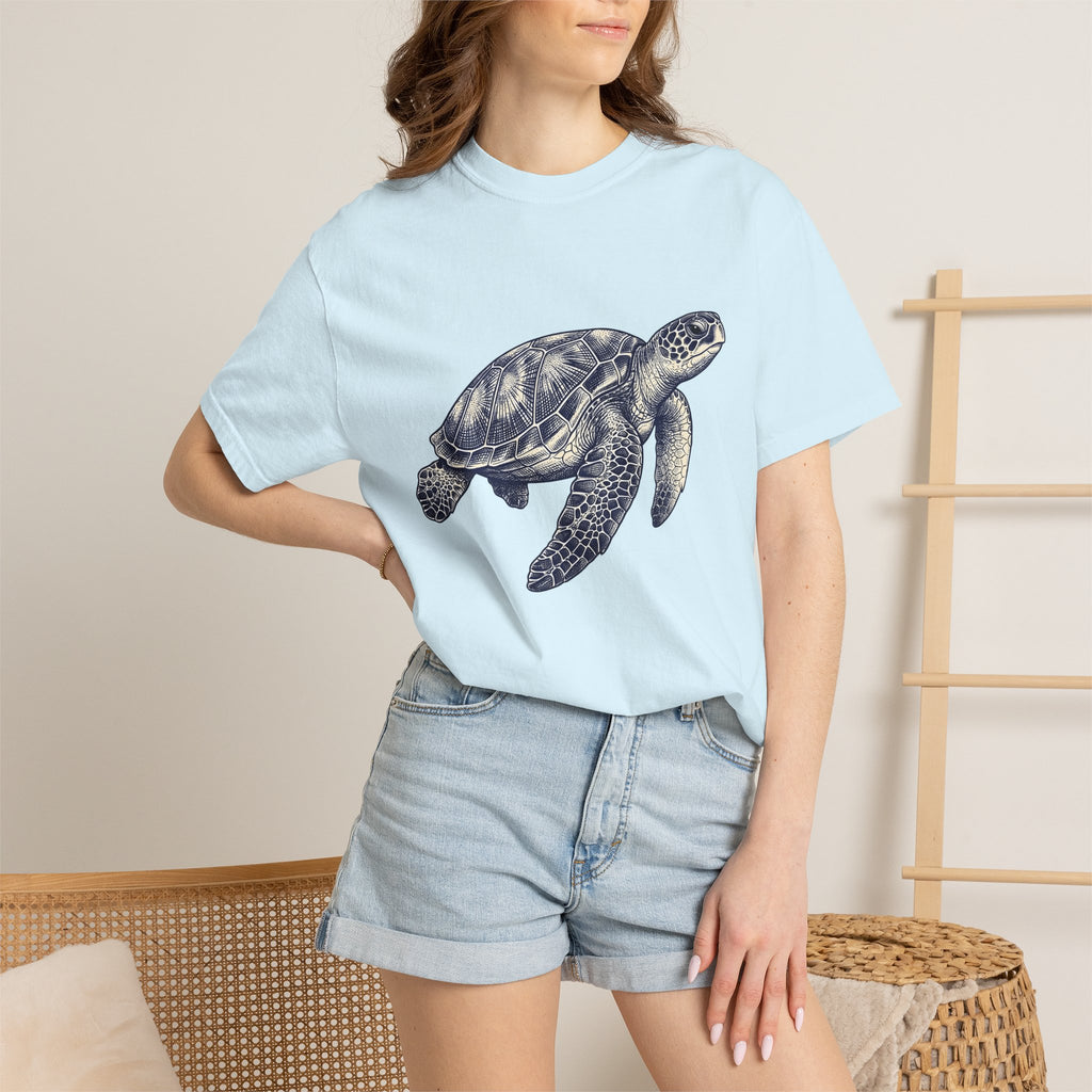 Sea Turtle Shirt Animals Sea Life Gift Women Line Art Tee Turtle T-Shirt Wildlife Fan Marine Graphic Tshirt Cartoon Turtle Armor Tshirt