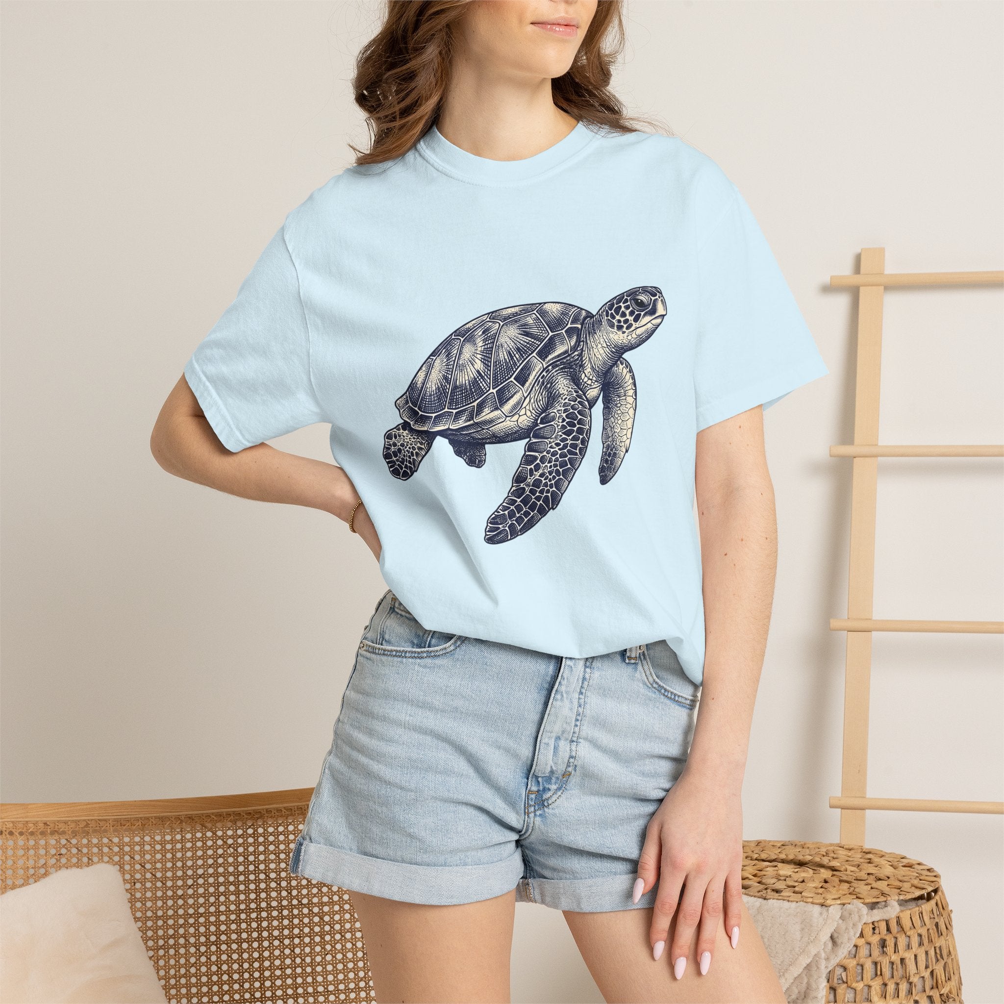 Sea Turtle Shirt Animals Sea Life Gift Women Line Art Tee Turtle T-Shirt Wildlife Fan Marine Graphic Tshirt Cartoon Turtle Armor Tshirt