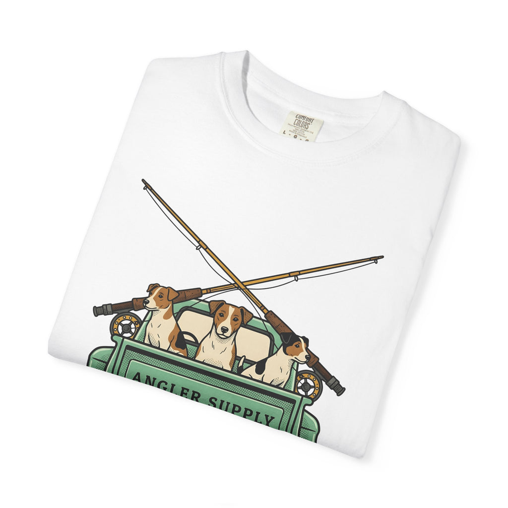 Canine Truck Shirt Dog Sporting Goods Gift Women Distressed Tee Dog Truck T-Shirt Dog Fan Vintage Tshirt Outdoor Graphic Cartoon Fishing