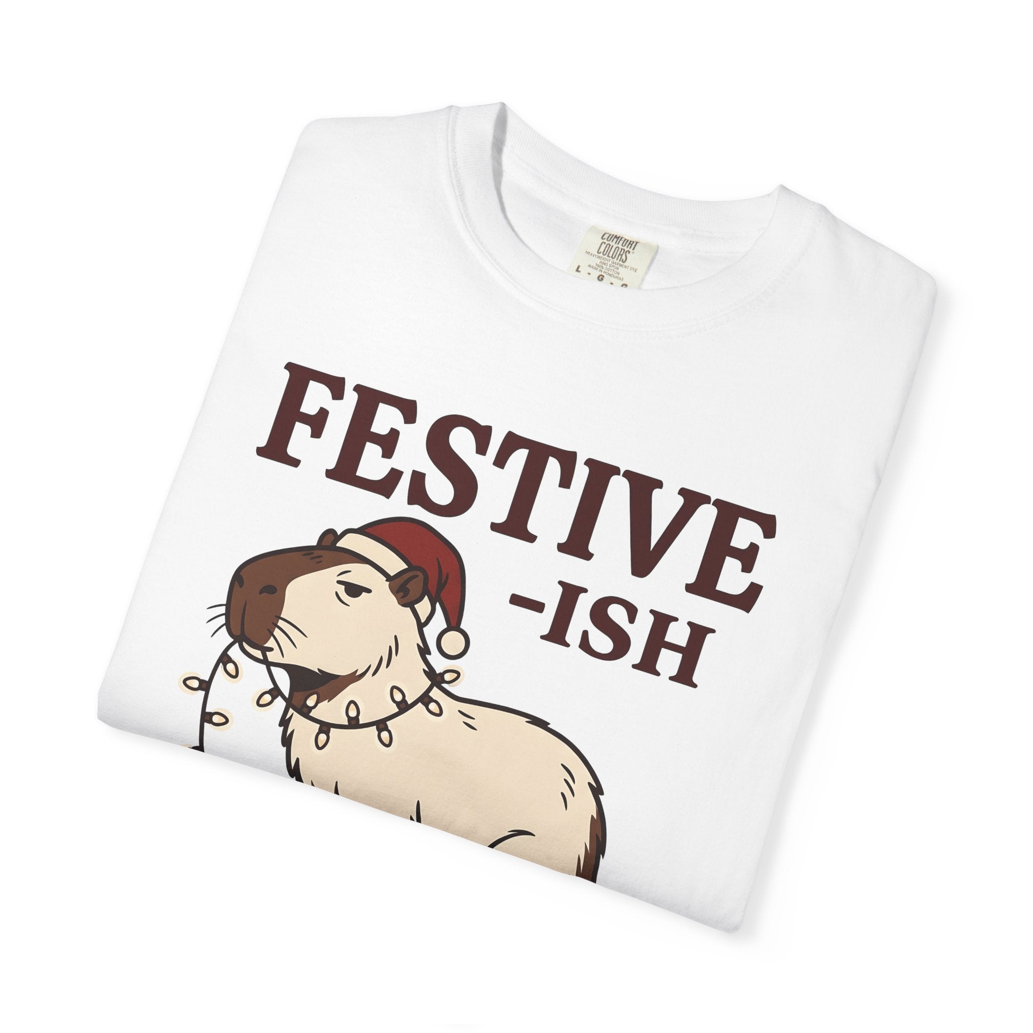 Capybara Christmas Hat Shirt Christmas Wildlife Gift Women Comic Tee Rodent T-Shirt Xmas Fan Cartoon Tshirt Wildlife Graphic Sketch Holiday