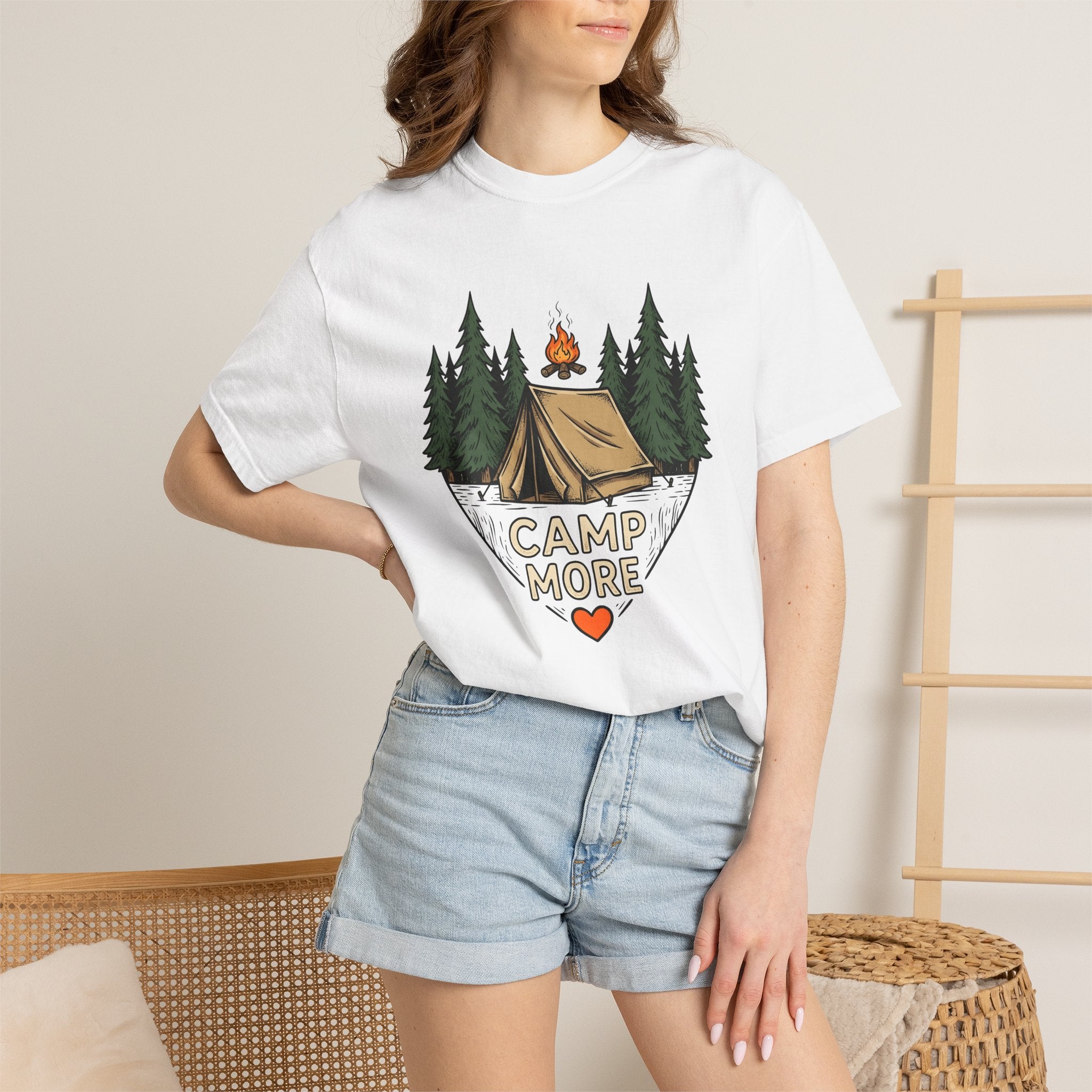 Camping Tent Shirt Camping Adventure Gift Women Line Art Tee Shelter T-Shirt Camper Enthusiast Illustration Design Graphic Cartoon Pine