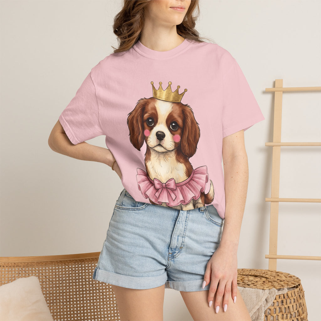 Adorable Puppy Shirt Animals Royalty Gift Women Sketch Tee Puppy T-Shirt Pet Fan Dog Tshirt King Graphic Cartoon Tiara Tshirt