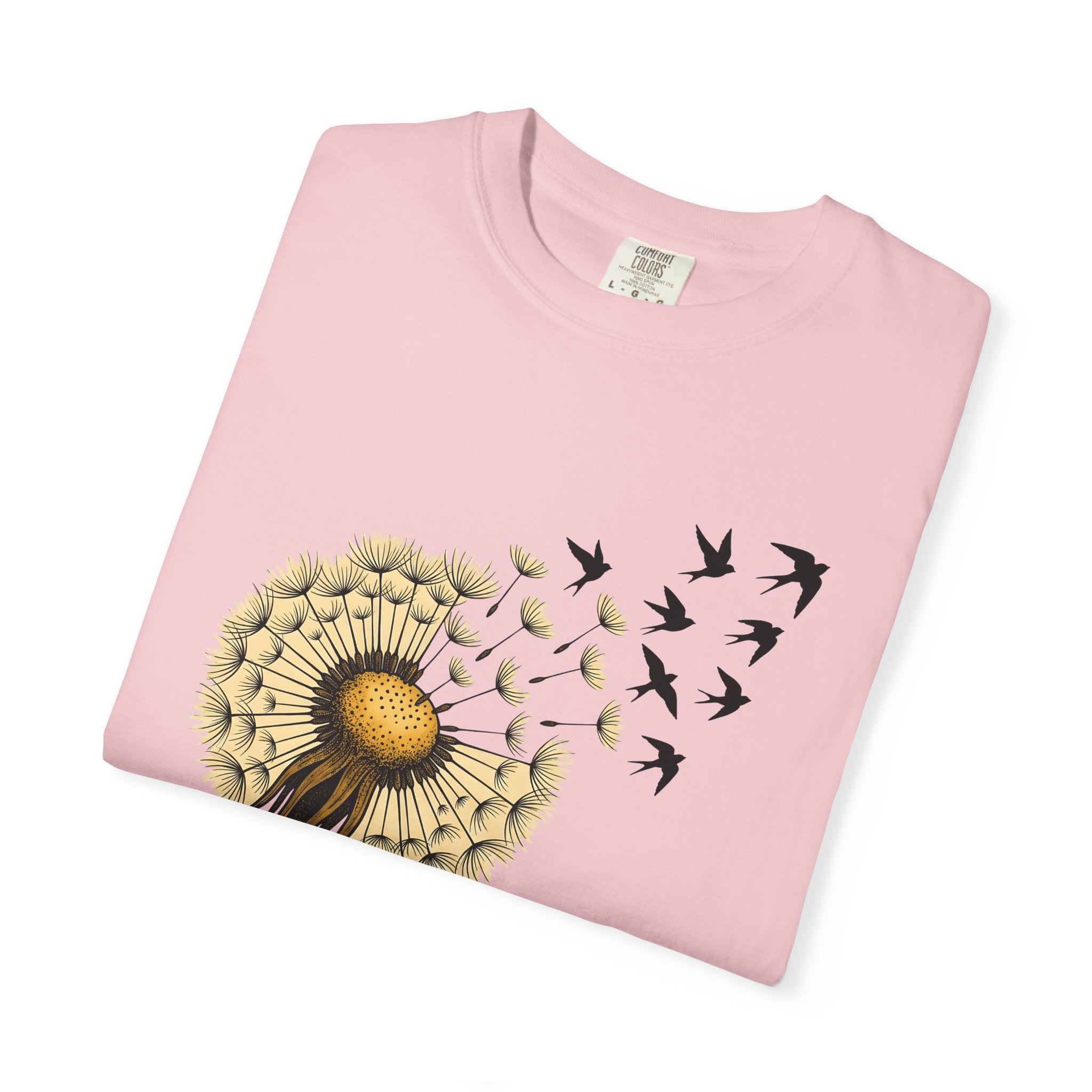 Dandelion Birds Shirt Animals & Flowers Nature Gift Women Botanical Tee Wildflower T-Shirt Wildlife Fan Floral Tshirt Environmental Graphic