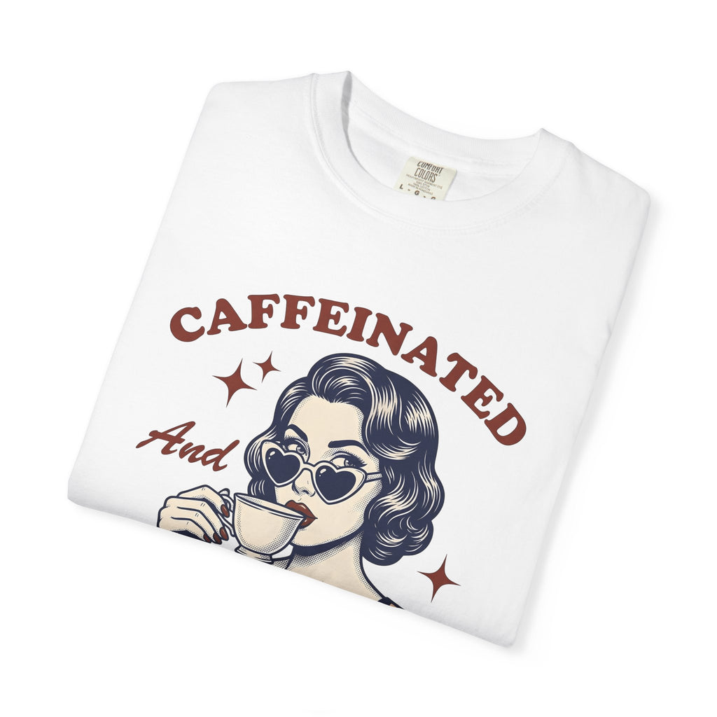 Old Woman Coffee Shirt Coffee Funny Gift Women Classic Tee Coffee T-Shirt Caffeine Fan Vintage Tshirt Humor Graphic Cartoon Heart Shaped