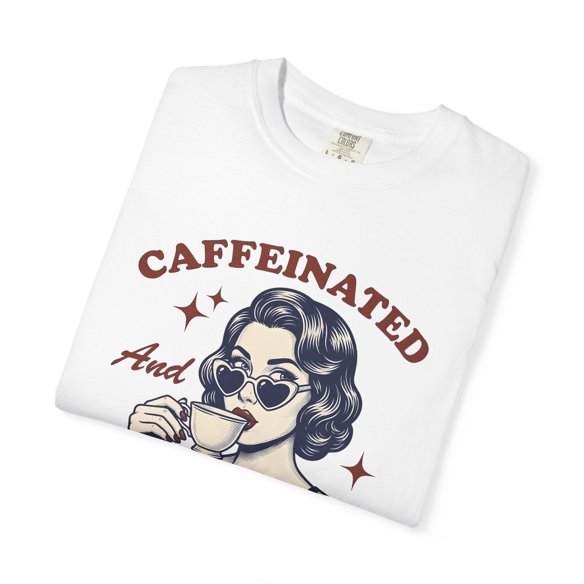 Old Woman Coffee Shirt Coffee Funny Gift Women Classic Tee Coffee T-Shirt Caffeine Fan Vintage Tshirt Humor Graphic Cartoon Heart Shaped