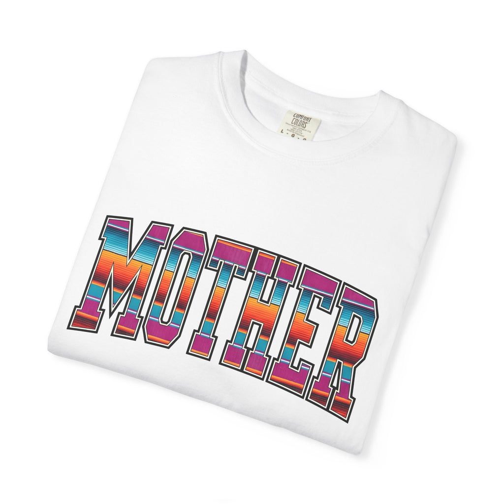 Bold Varsity Text Shirt Moms Family Gift Women Boho Tee Lettering T-Shirt Motherhood Fan Hippie Tshirt Clan Graphic Retro Rainbow Stripe
