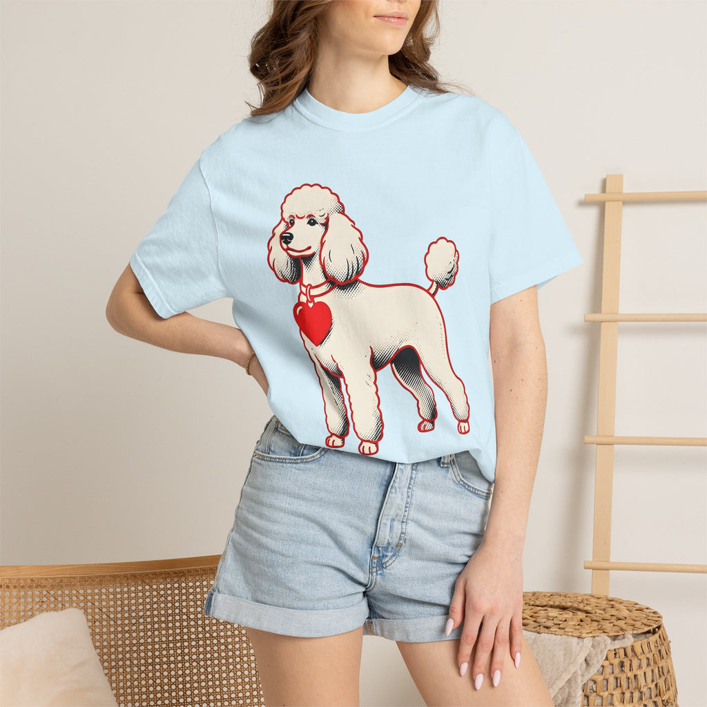 Poodle Dog Shirt Dog Pet Care Gift Women Animated Tee Poodle T-Shirt Dog Fan Cartoon Tshirt Animal Care Graphic Old School Heart Icon Tshirt