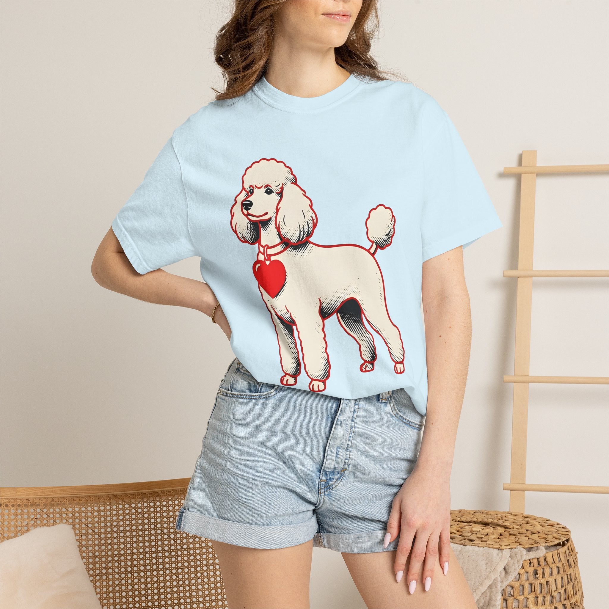 Poodle Dog Shirt Dog Pet Care Gift Women Animated Tee Poodle T-Shirt Dog Fan Cartoon Tshirt Animal Care Graphic Old School Heart Icon Tshirt