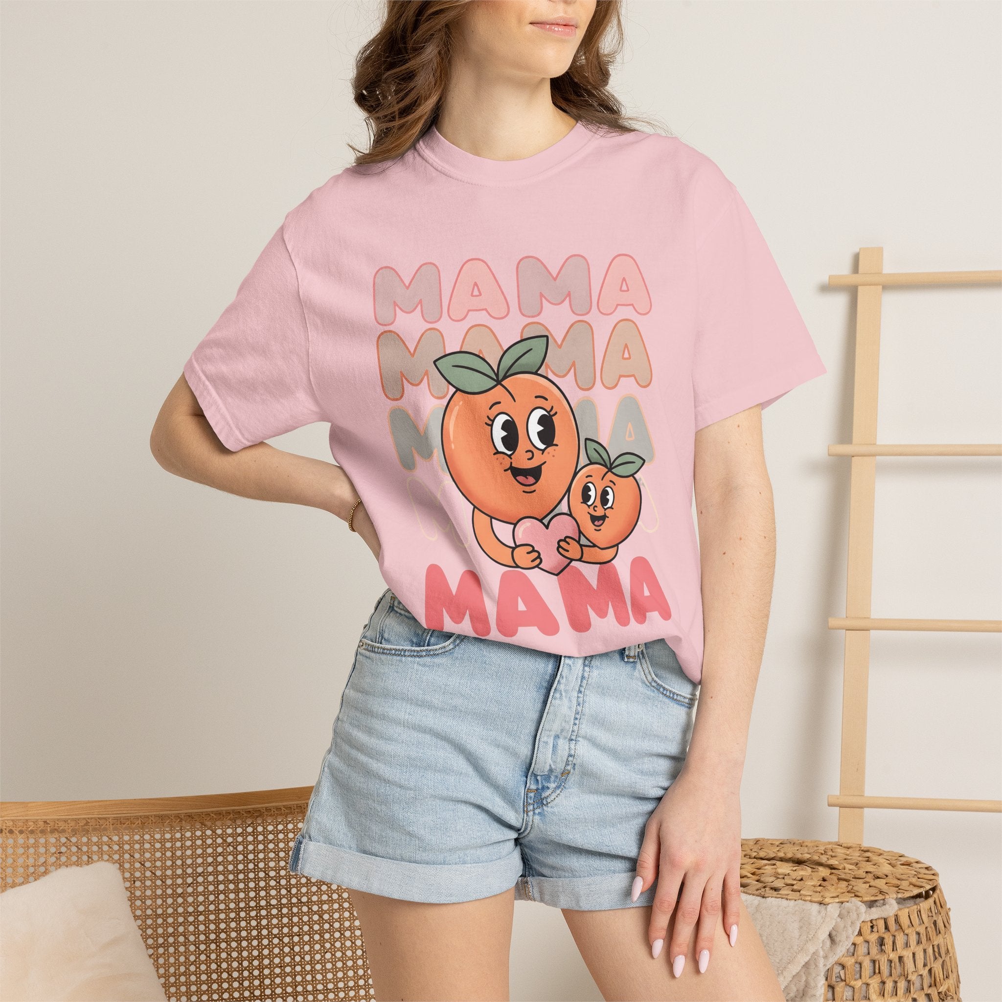 Peach Characters Shirt Moms Family Gift Women Cute Tee Peach T-Shirt Motherhood Fan Adorable Tshirt Clan Graphic Retro Heart Tshirt