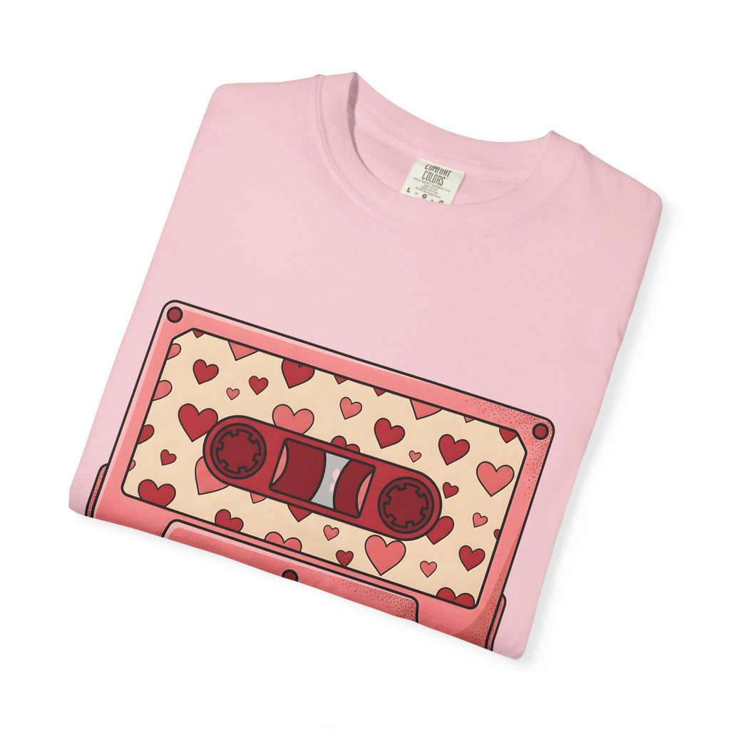 Tape Cassette Shirt Valentines Day Audio Gift Women Sketch Tee Cassette T-Shirt Valentine Fan Drawing Tshirt Sound Graphic Old School Love