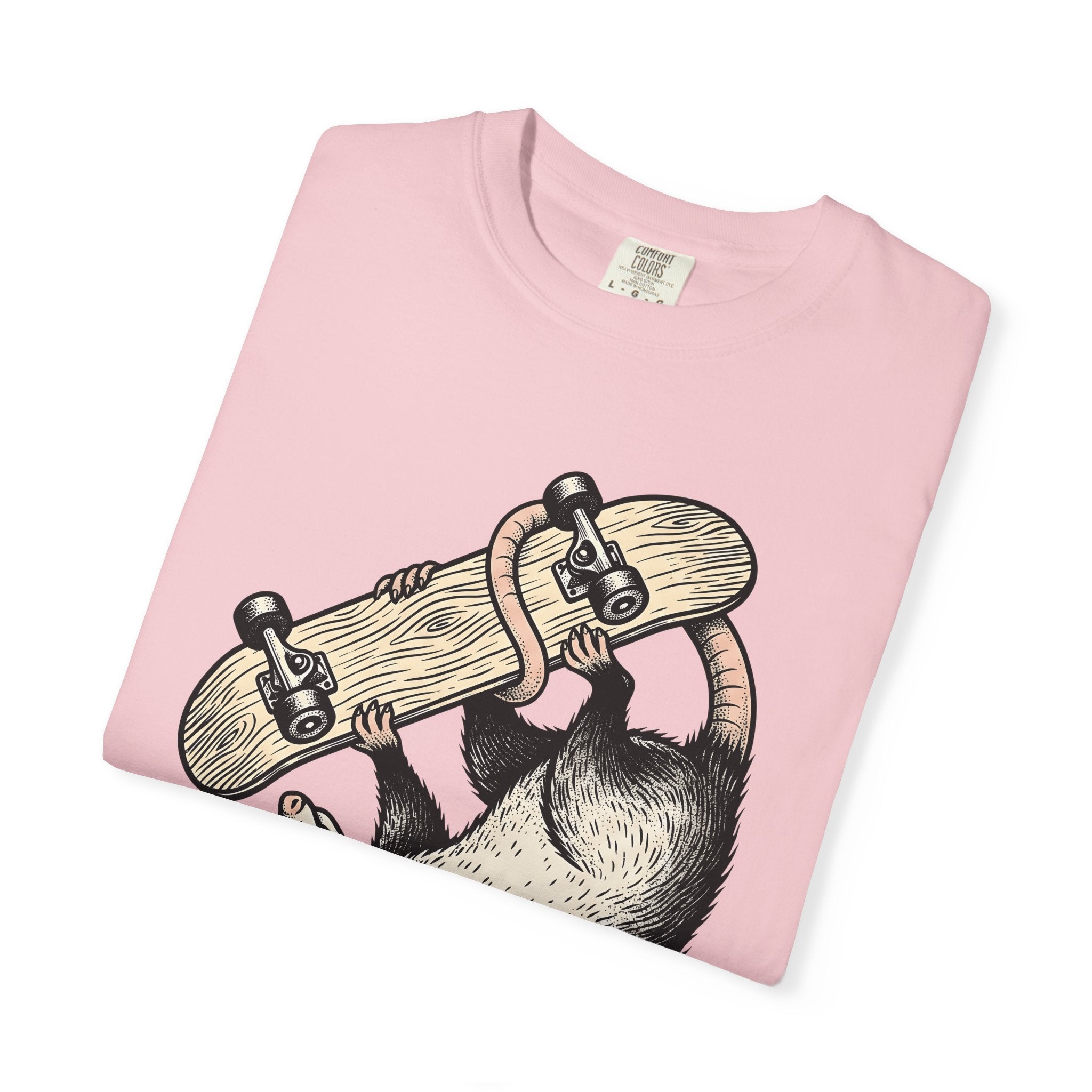 Night Possum Skateboard Shirt Animals Action Sports Gift Women Cartoon Tee Possum T-Shirt Wildlife Enthusiast Toon Tshirt Extreme Sports
