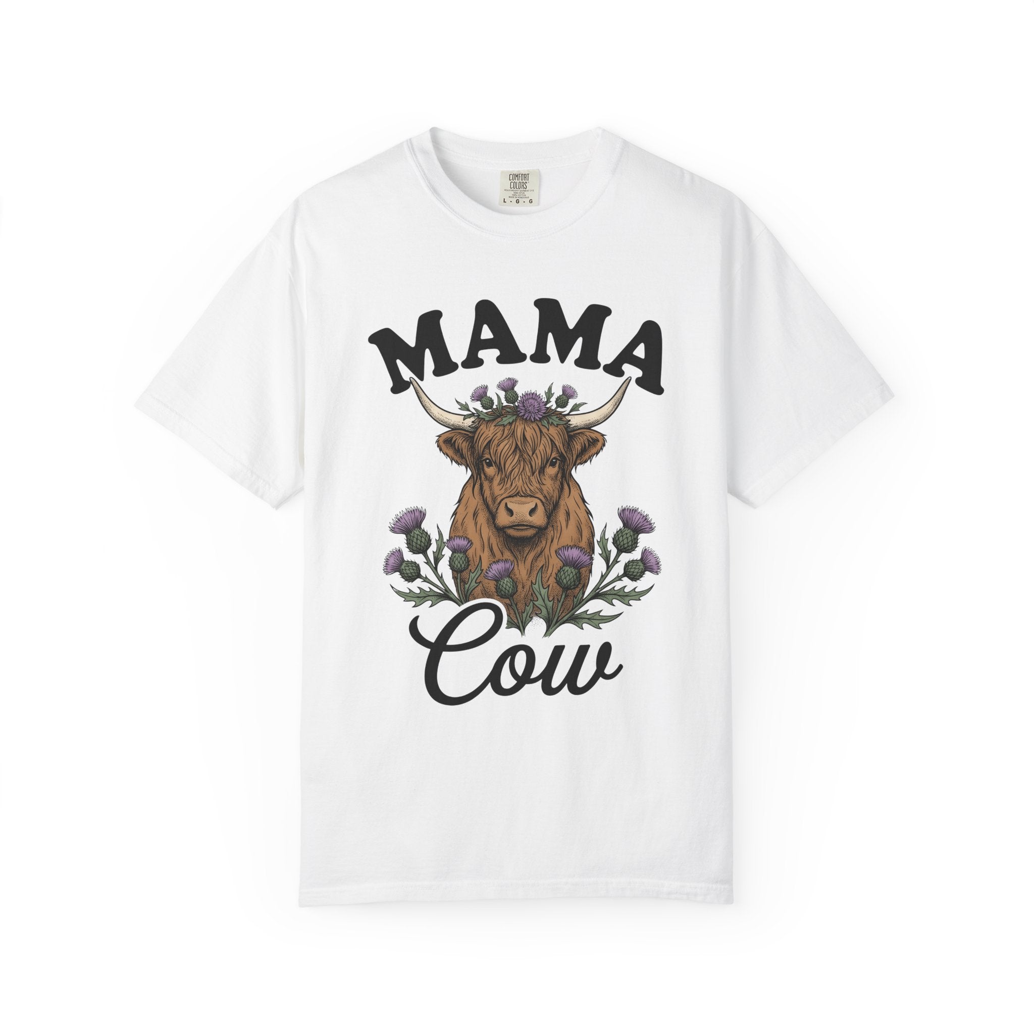 Highland Ox Shirt Moms Rural Gift Women Tribal Tee Highland Cattle T-Shirt Mother Fan Celtic Tshirt Country Graphic Line Art Blossom Wreath