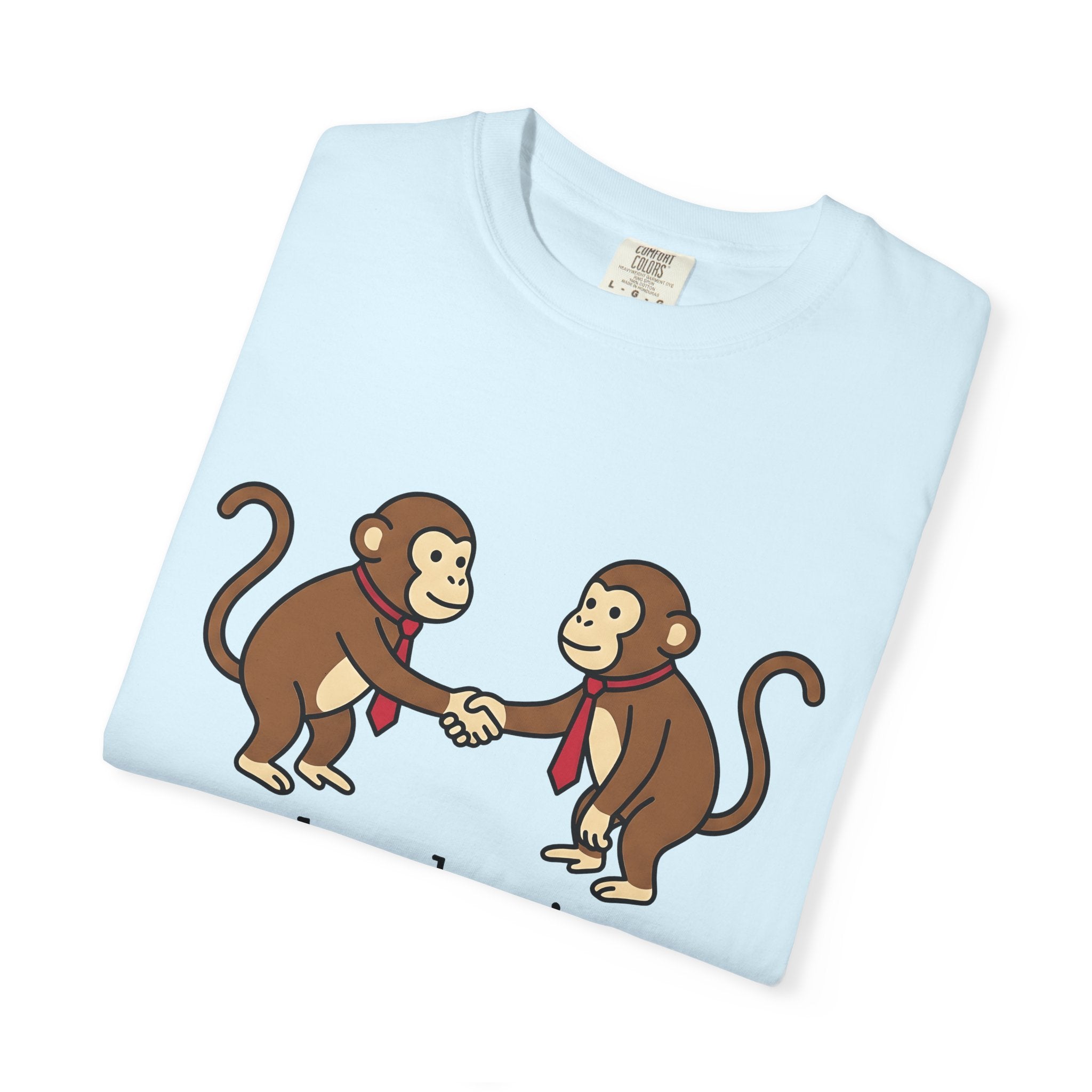 Baboon Handshake Shirt Funny Fauna Gift Women Graphic Tee Monkey T-Shirt Humor Fan Primate Graphic Design Wildlife Modern Collar Accessory