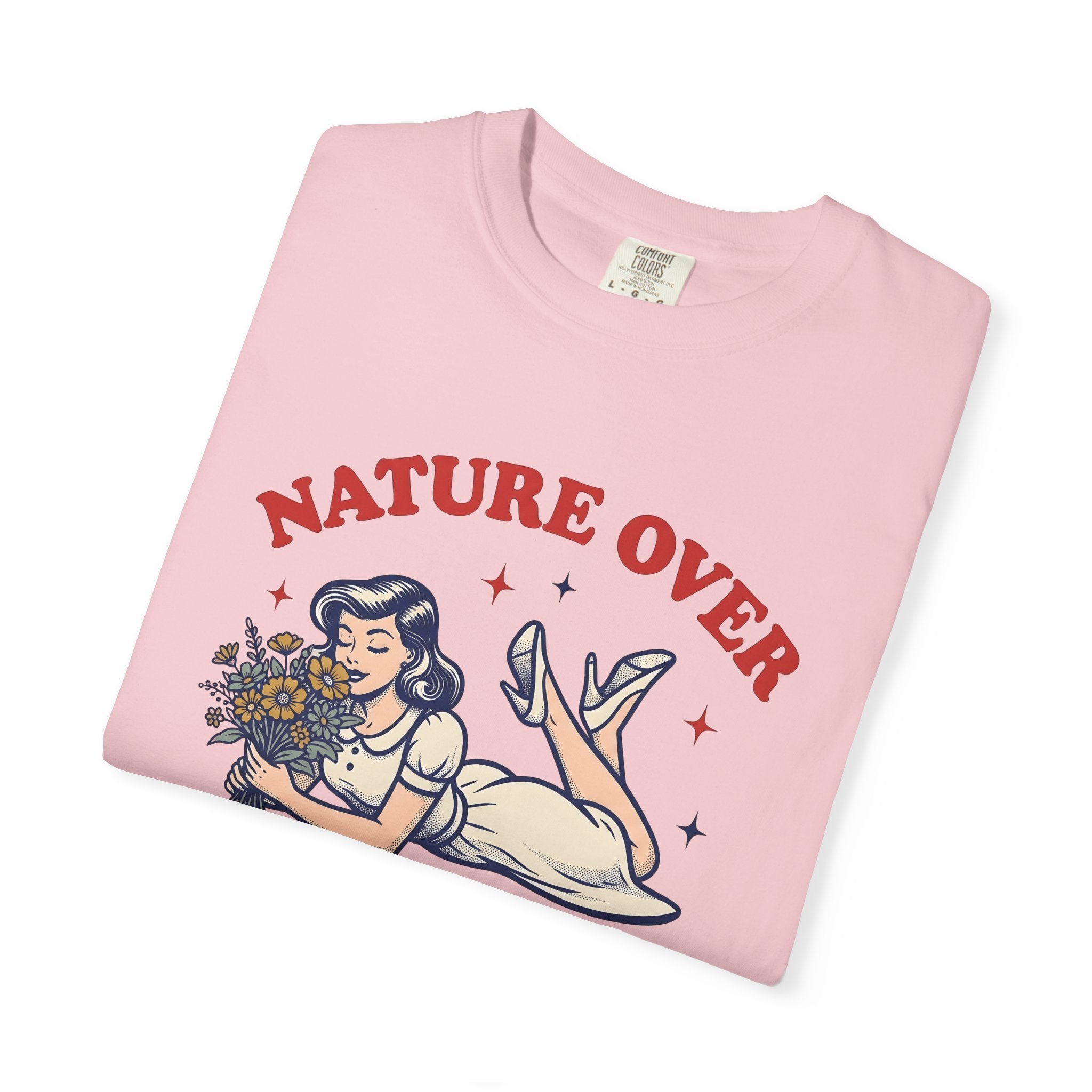 Girl Flowers Shirt Nature Positivity Gift Women Vintage Tee Floral T-Shirt Earth Fan Bohemian Tshirt Optimistic Graphic Retro Stars Tshirt