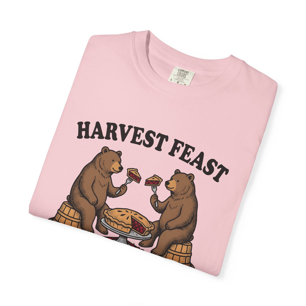 Bear Pie Shirt Harvest Thanksgiving Gift Women Vintage Tee Pie T-Shirt Autumn Fan Retro Tshirt Turkey Graphic Hand Drawn Autumn Leaves