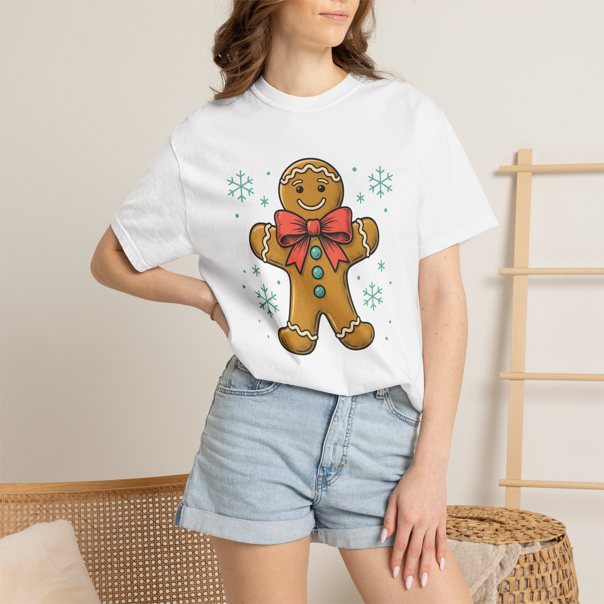 Gingerbread Biscuit Shirt Christmas Season Gift Women Comic Tee Gingerbread Man T-Shirt Xmas Fan Holiday Tshirt Winter Graphic Retro Flakes