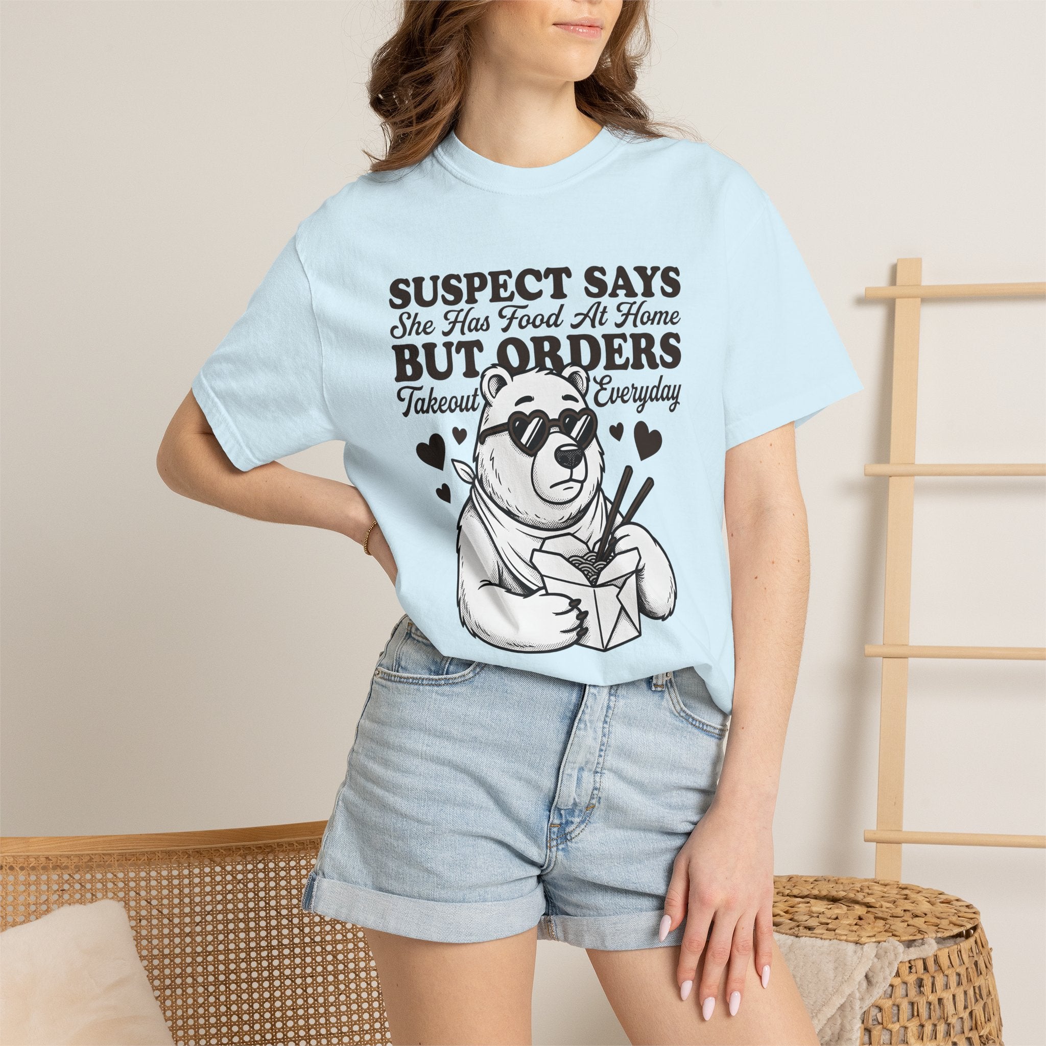 Bear Takeout Shirt Funny Animal Gift Women Cartoon Tee Bear T-Shirt Humor Fan Comic Tshirt Creature Graphic Retro Sunglasses Tshirt