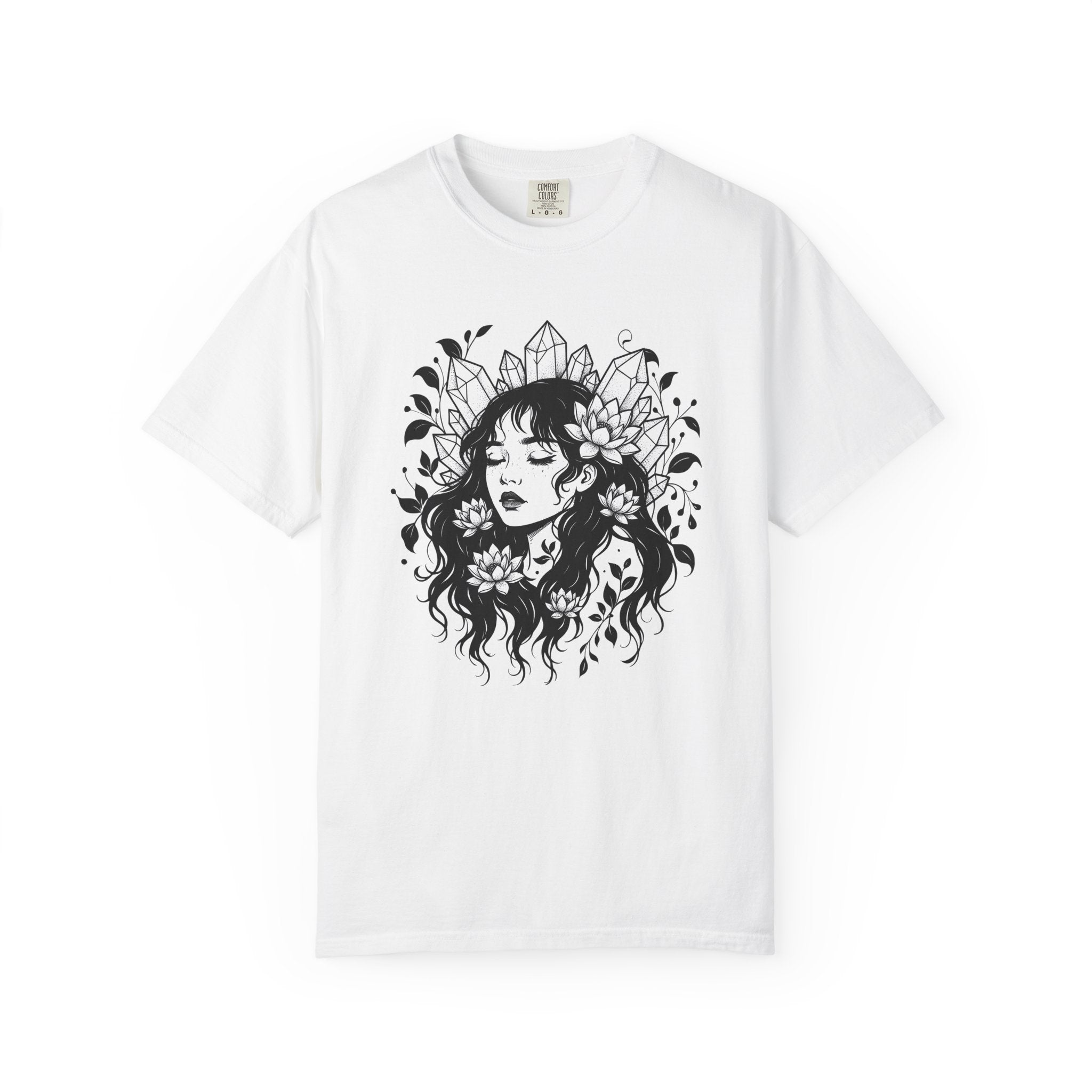 Enchanted Lady Shirt Boho Chic Energy Gift Women Body Art Tee Mystic T-Shirt Bohemian Enthusiast Tattoo Tshirt Vibrational Graphic Line Art