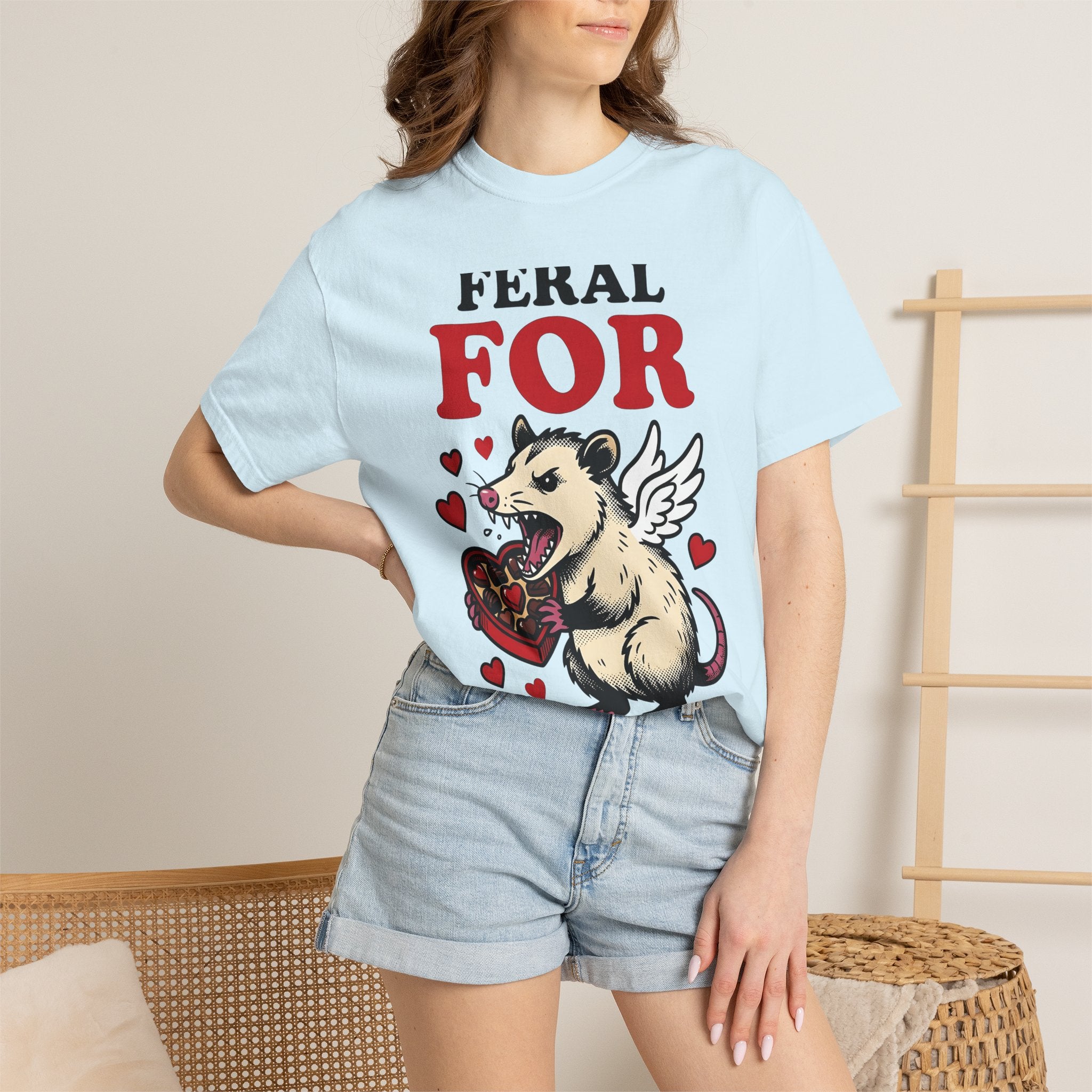 Opossum Wings Shirt St. Valentine's Day Wildlife Gift Women Animated Tee Possum T-Shirt Valentine Fan Cartoon Tshirt Animal Graphic Hand