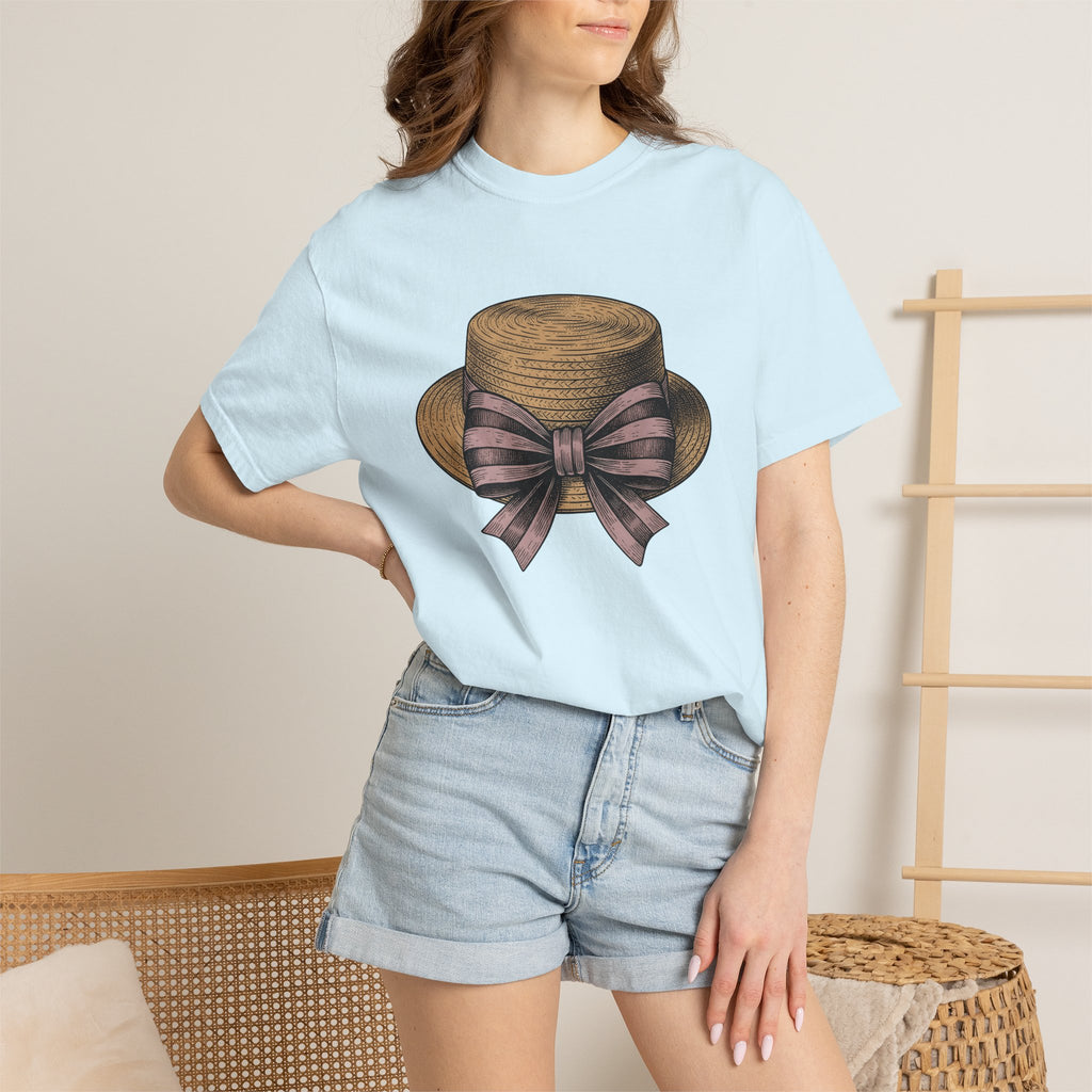 Summer Hat Shirt Easter Outfit Gift Women Farmhouse Tee Sunhat T-Shirt Easter Fan Rustic Tshirt Clothing Graphic Cartoon Sash Tshirt