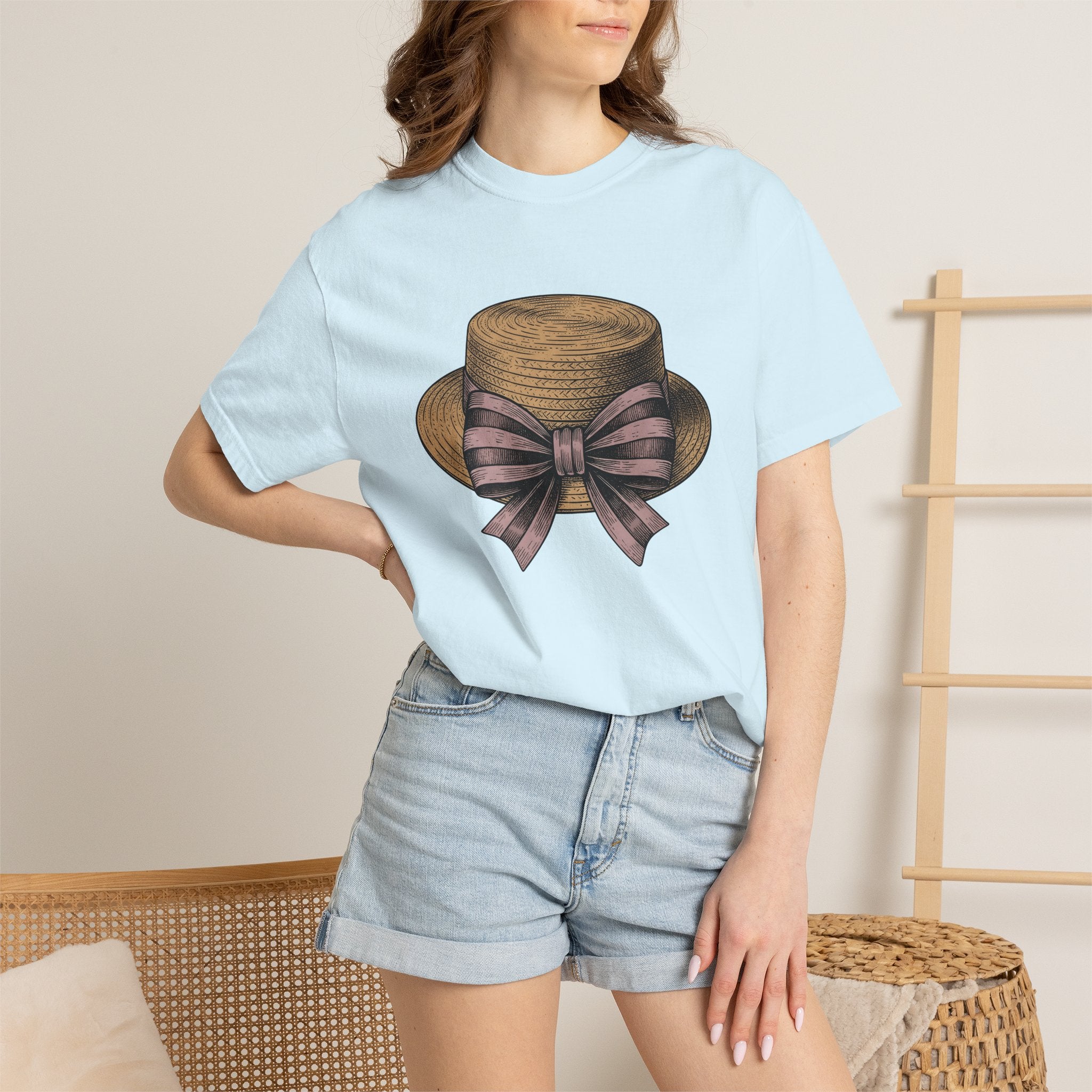Summer Hat Shirt Easter Outfit Gift Women Farmhouse Tee Sunhat T-Shirt Easter Fan Rustic Tshirt Clothing Graphic Cartoon Sash Tshirt