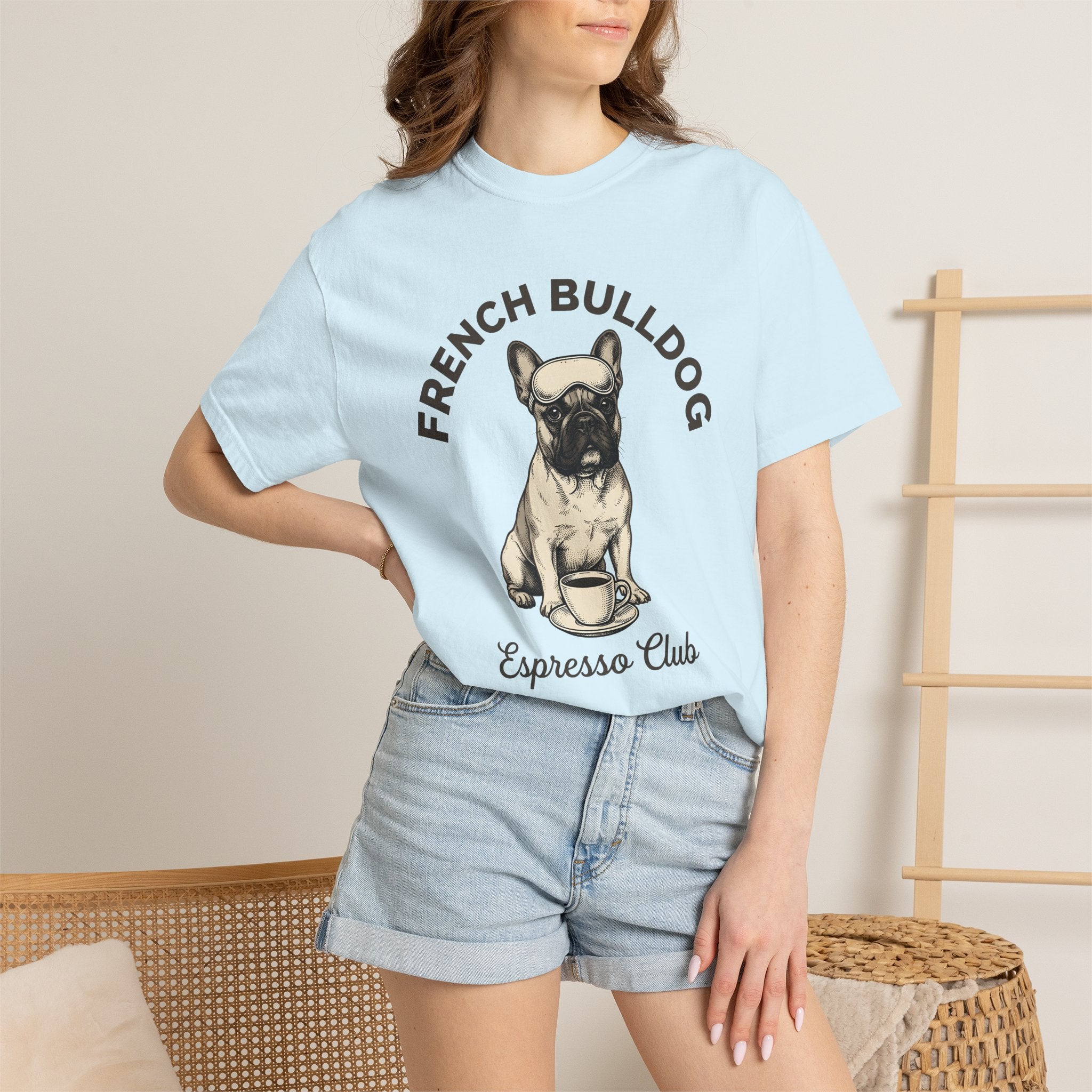 Frenchie Dog Shirt Dog Espresso Gift Women Retro Tee French Bulldog T-Shirt Dog Fan Puppy Tshirt Coffee Graphic Sketch Mug Tshirt
