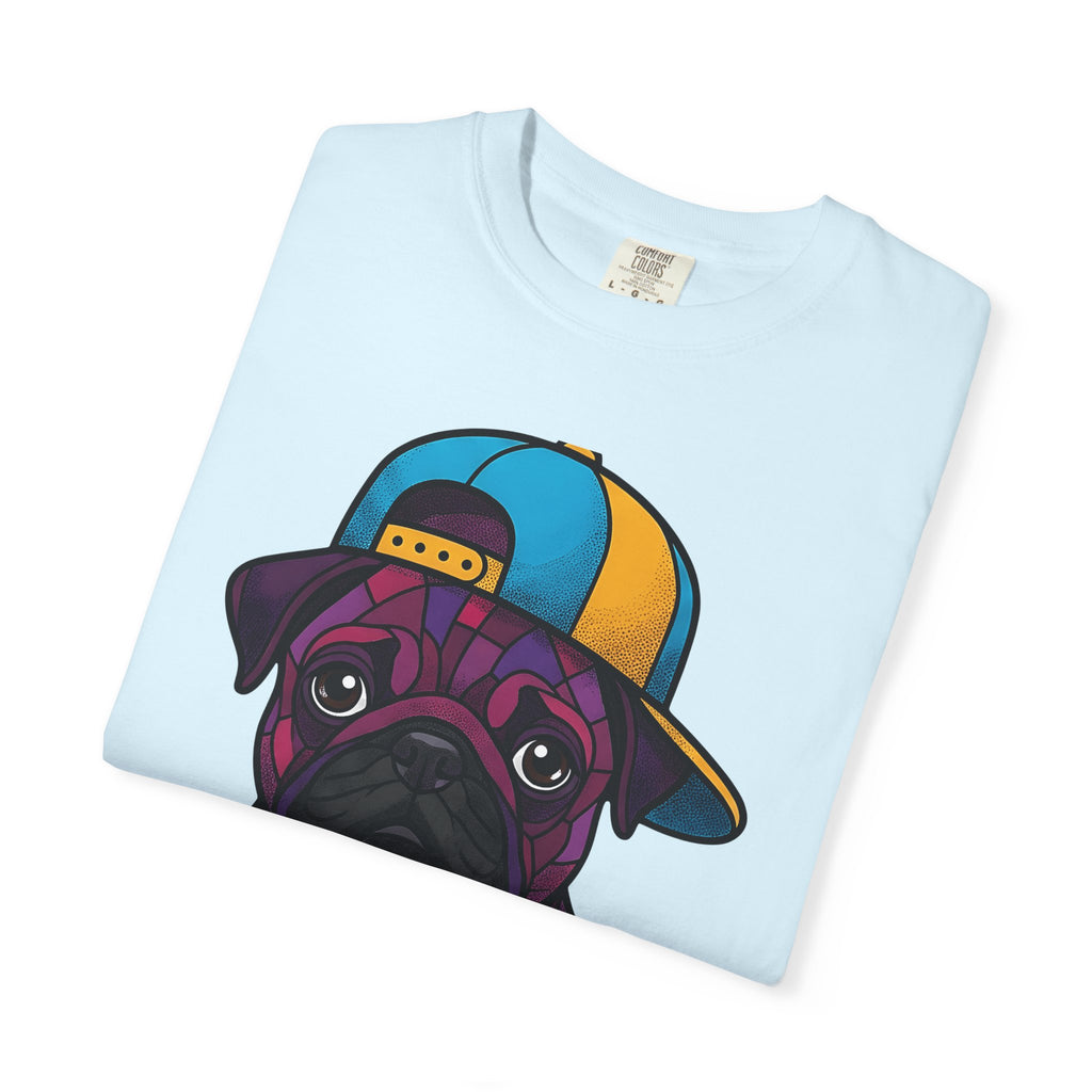 Pug Puppy Shirt Dog Casual Wear Gift Women Stained Glass Tee Pugs T-Shirt Dog Fan Mosaic Tshirt Streetwear Graphic Cartoon Baseball Hat