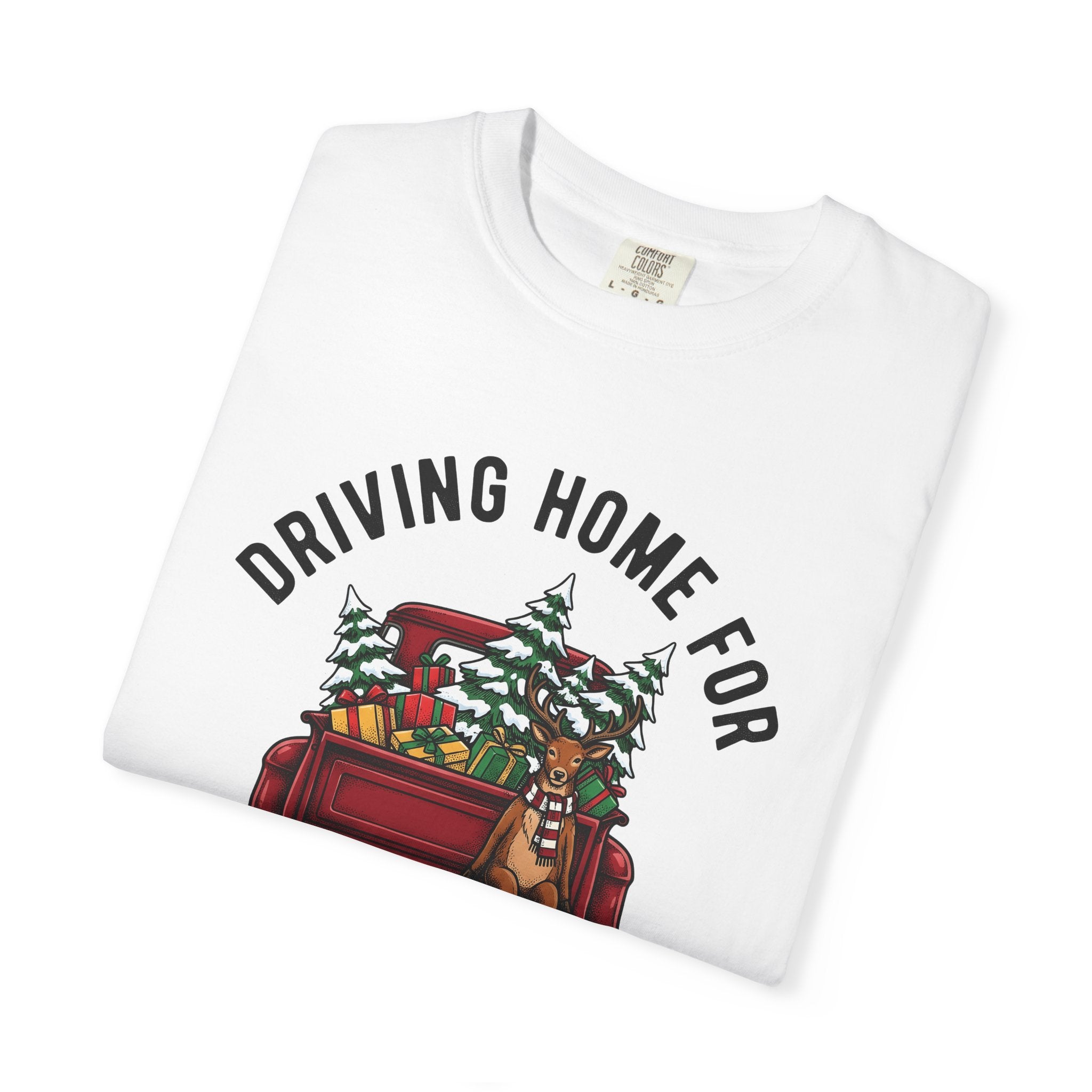 Red Vehicle Reindeer Shirt Christmas Kin Gift Women Rustic Tee Reindeer T-Shirt Xmas Fan Holiday Tshirt Family Graphic Outline Pine Tree