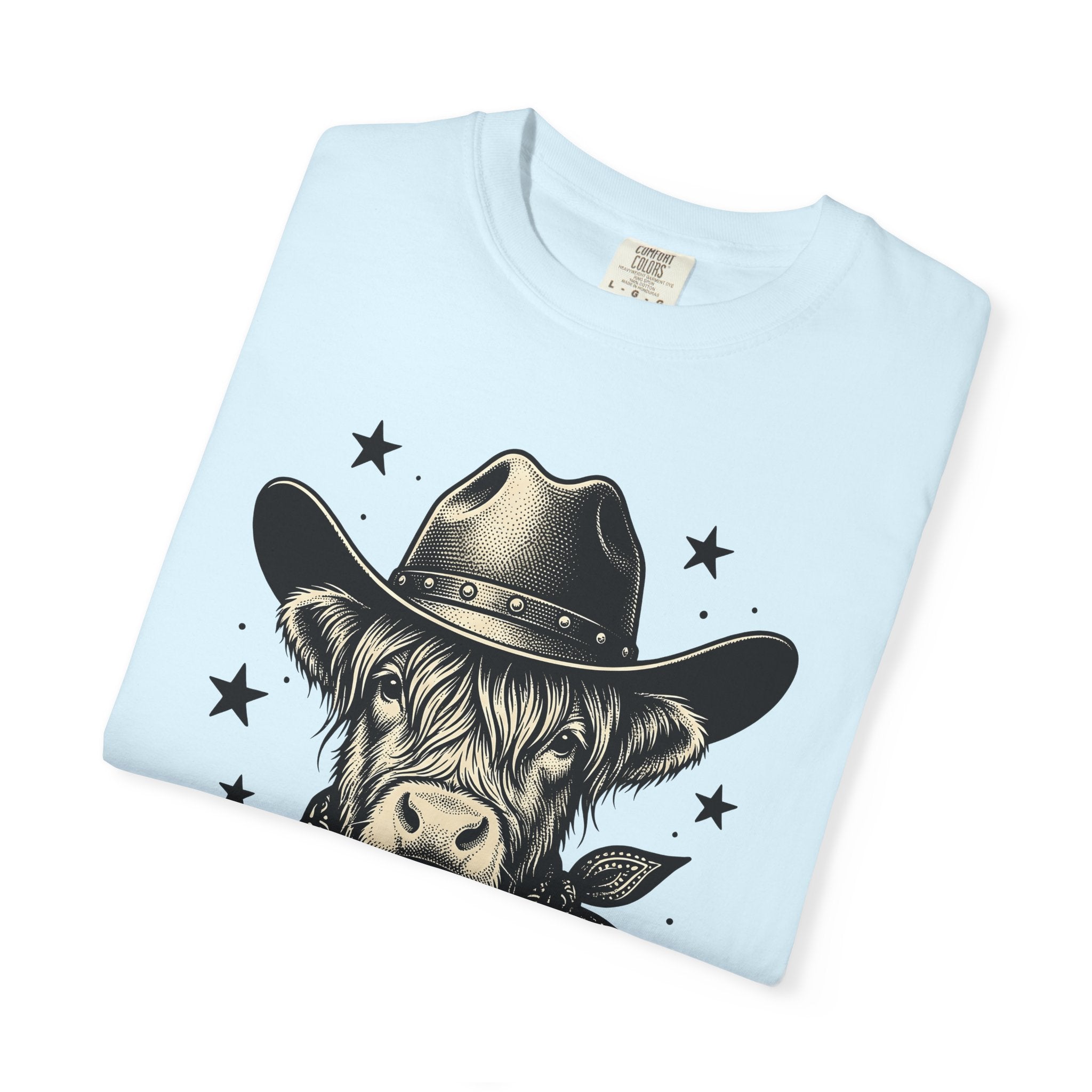 Western Cow Shirt Cowgirl Animal Gift Women Sketch Tee Cowboy T-Shirt Rodeo Fan Cattle Graphic Cattle Illustration Line Art Kerchief Tshirt