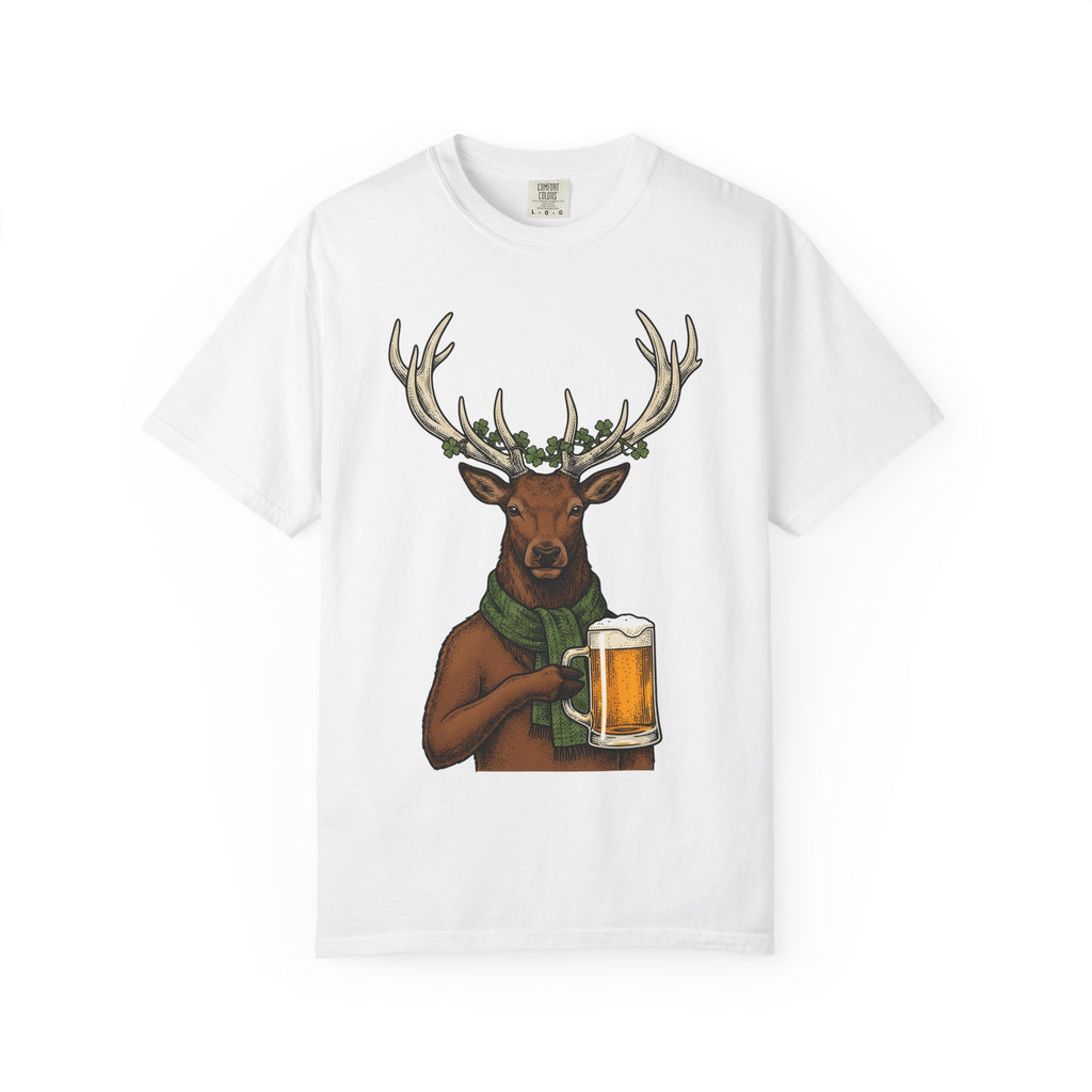 Deer Beer Mug Shirt St Patrick's Day Beer Gift Women Vintage Tee Beer Stein T-Shirt St Patricks Fan Retro Tshirt Brewery Graphic Hand Drawn