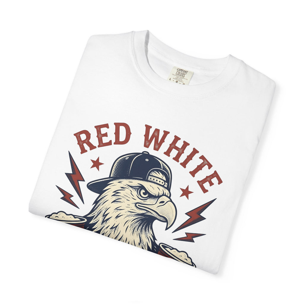 Bald Eagle Shirt 4th Of July Liquor Gift Women Rustic Tee Eagle T-Shirt Patriot Fan American Tshirt Boozy Graphic Cartoon Beer Glasses