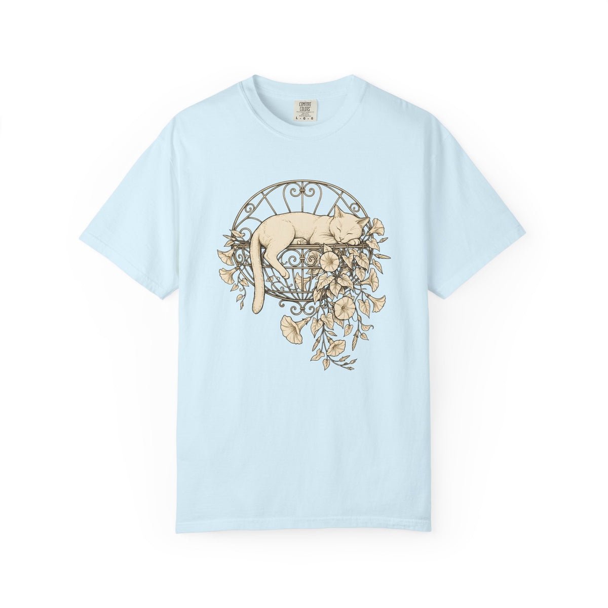 Napping Cat Shirt Cat Botanicals Gift Women Retro Tee Kitten T-Shirt Cat Fan Feline Tshirt Floral Graphic Sketch Blooms Tshirt