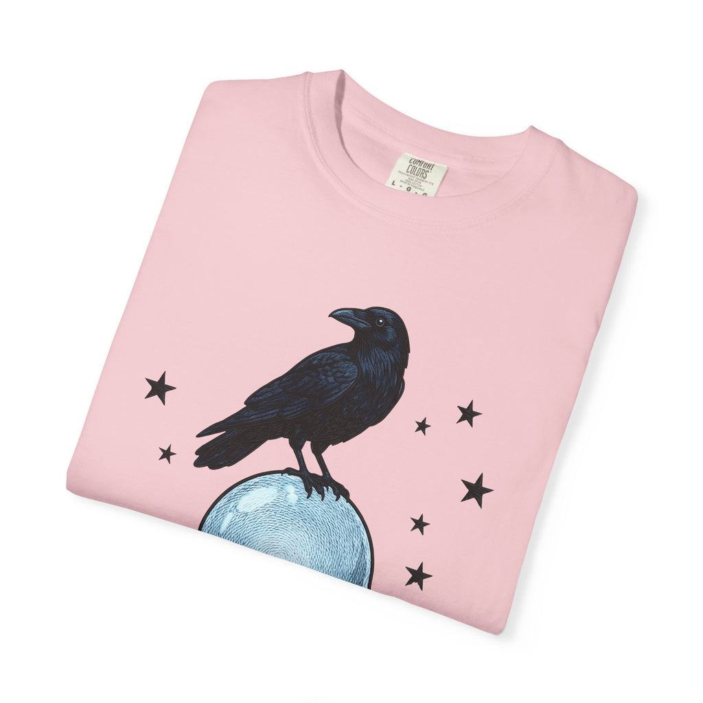 Crow Magic Sphere Shirt Occult Dark Art Gift Women Retro Tee Crystal Ball T-Shirt Witch Fan Vintage Tshirt Gothic Graphic Sketch Sparkles