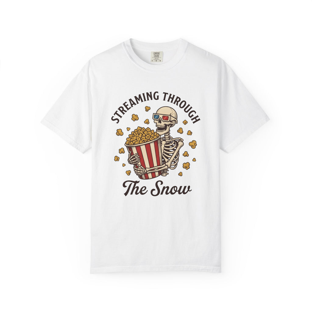 Skeleton Popcorn Shirt Skeleton Cinema Gift Women Cartoon Tee Popcorn T-Shirt Skeleton Fan Cartoon Tshirt Movie Graphic Hand Drawn 3d