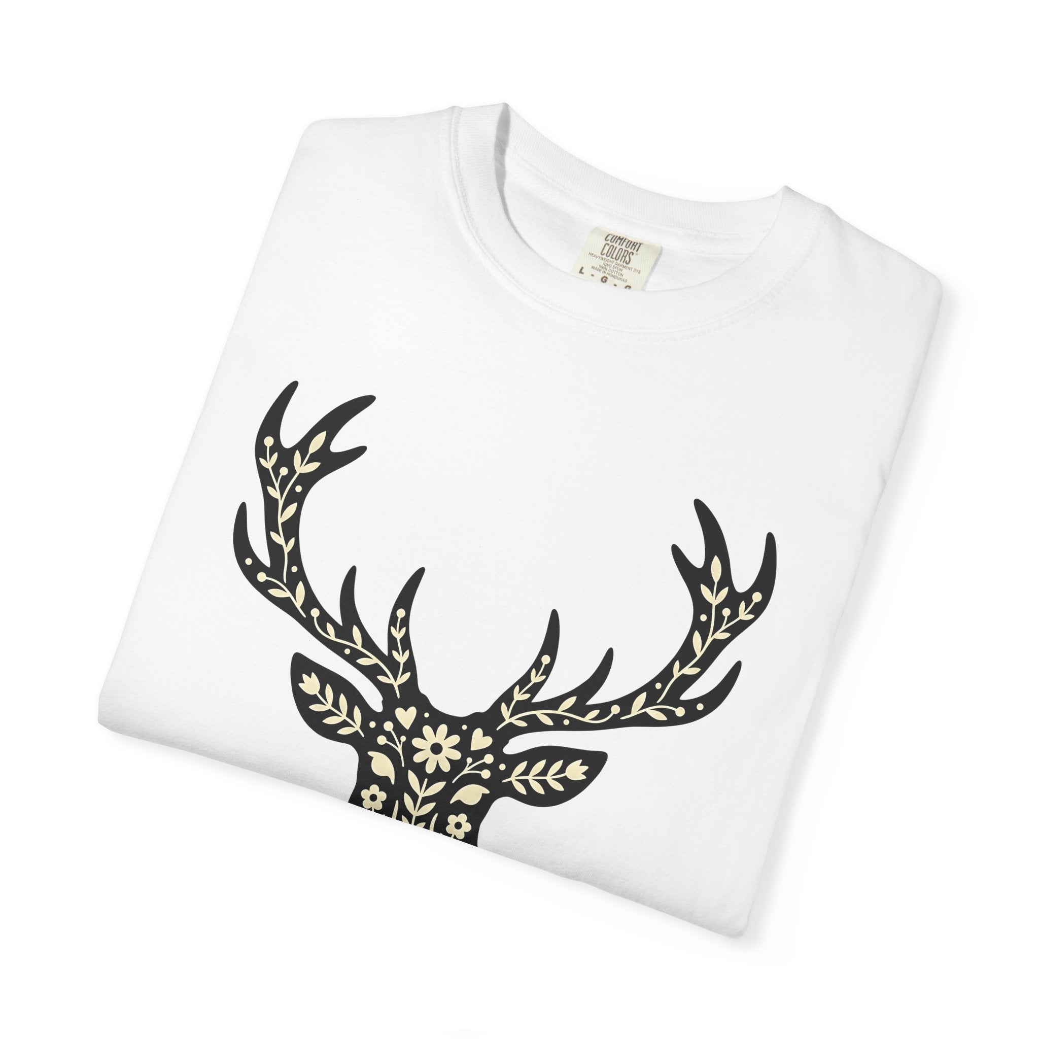 Buck Blossom Shirt Cottagecore Wildlife Gift Women Traditional Tee Flower T-Shirt Rustic Fan Folk Art Tshirt Animal Graphic Clean Greenery