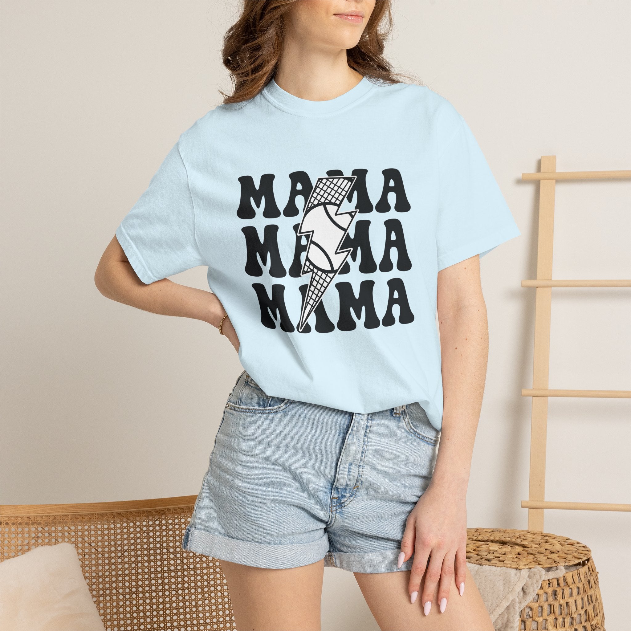 Power Bolt Shirt Moms Kin Gift Women Old School Tee Bolt T-Shirt Mom Fan Vintage Tshirt Family Graphic Thick Mesh Tshirt
