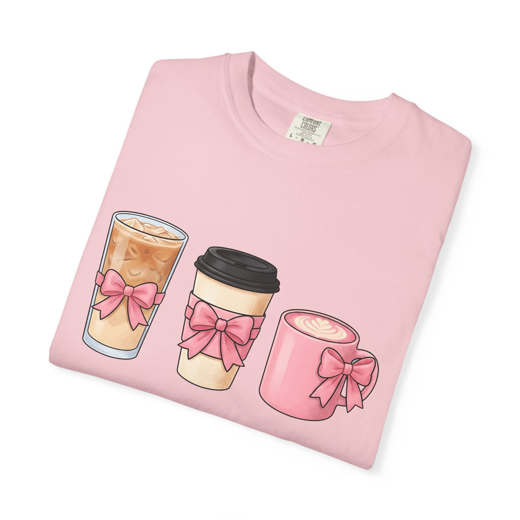 Coffee Mugs Shirt Coffee Vibe Gift Women Cute Tee Mug T-Shirt Coffee Fan Cute Tshirt Atmosphere Graphic Sketch Pink Ribbon Tshirt