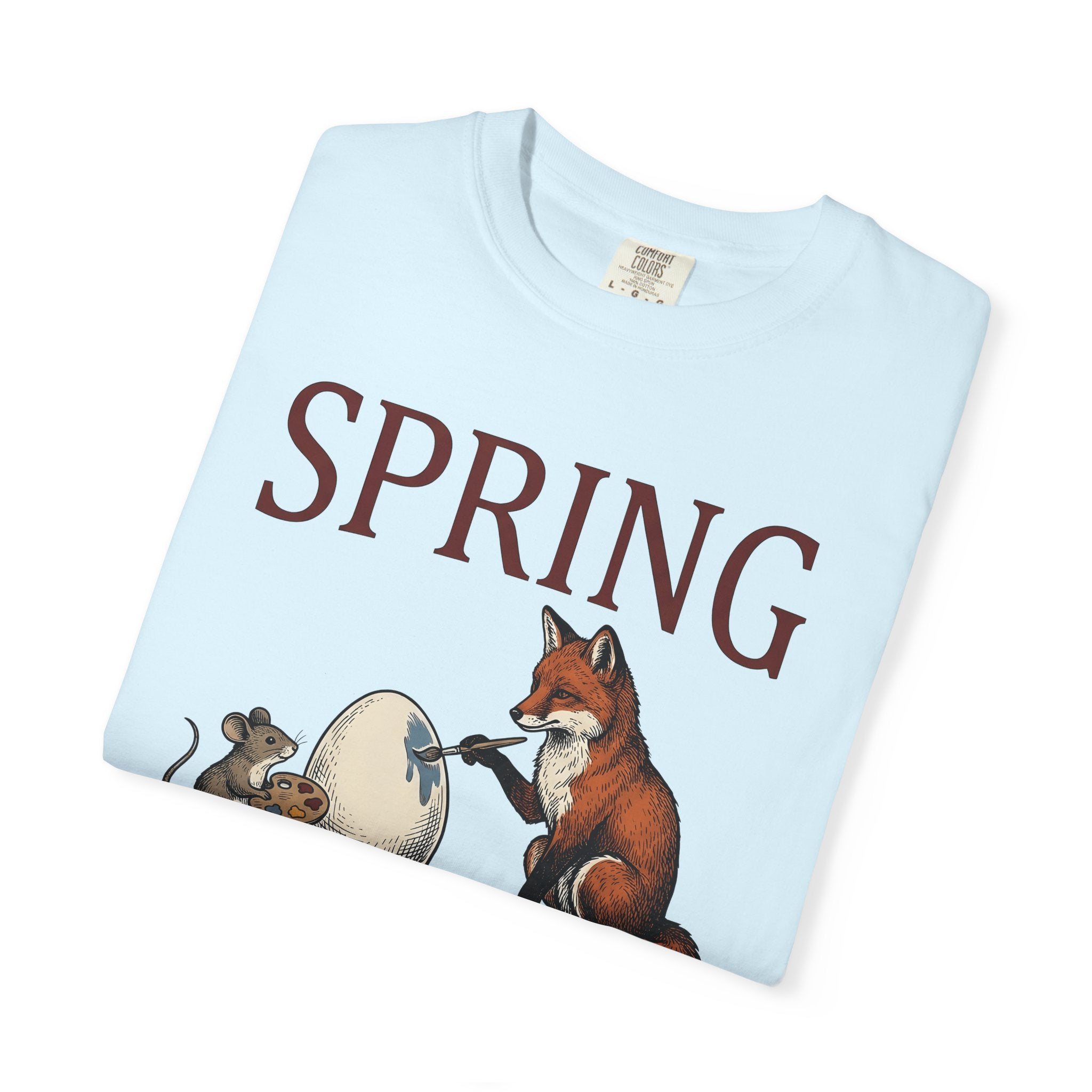 Fox Rodent Egg Shirt Easter Fauna Gift Women Classic Tee Vixen T-Shirt Easter Fan Retro Tshirt Wildlife Graphic Line Art Paint Brush Tshirt