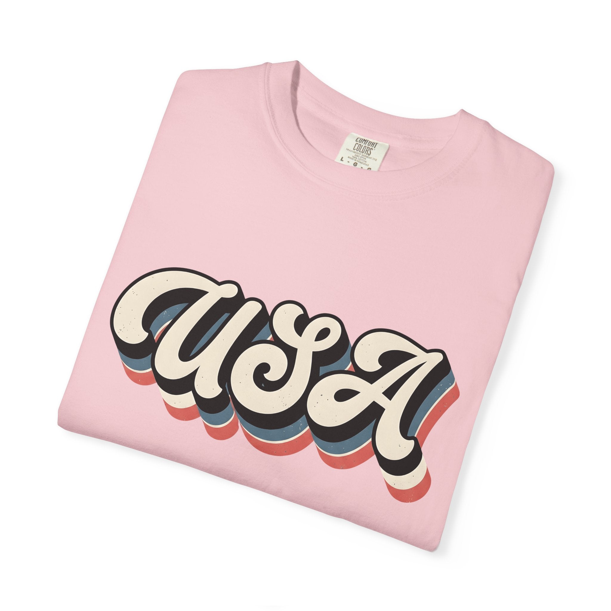 Usa Script Shirt America/4th Of July Patriotic Gift Women Retro Tee American Flag T-Shirt Independence Day Fan Vintage Graphic Tshirt