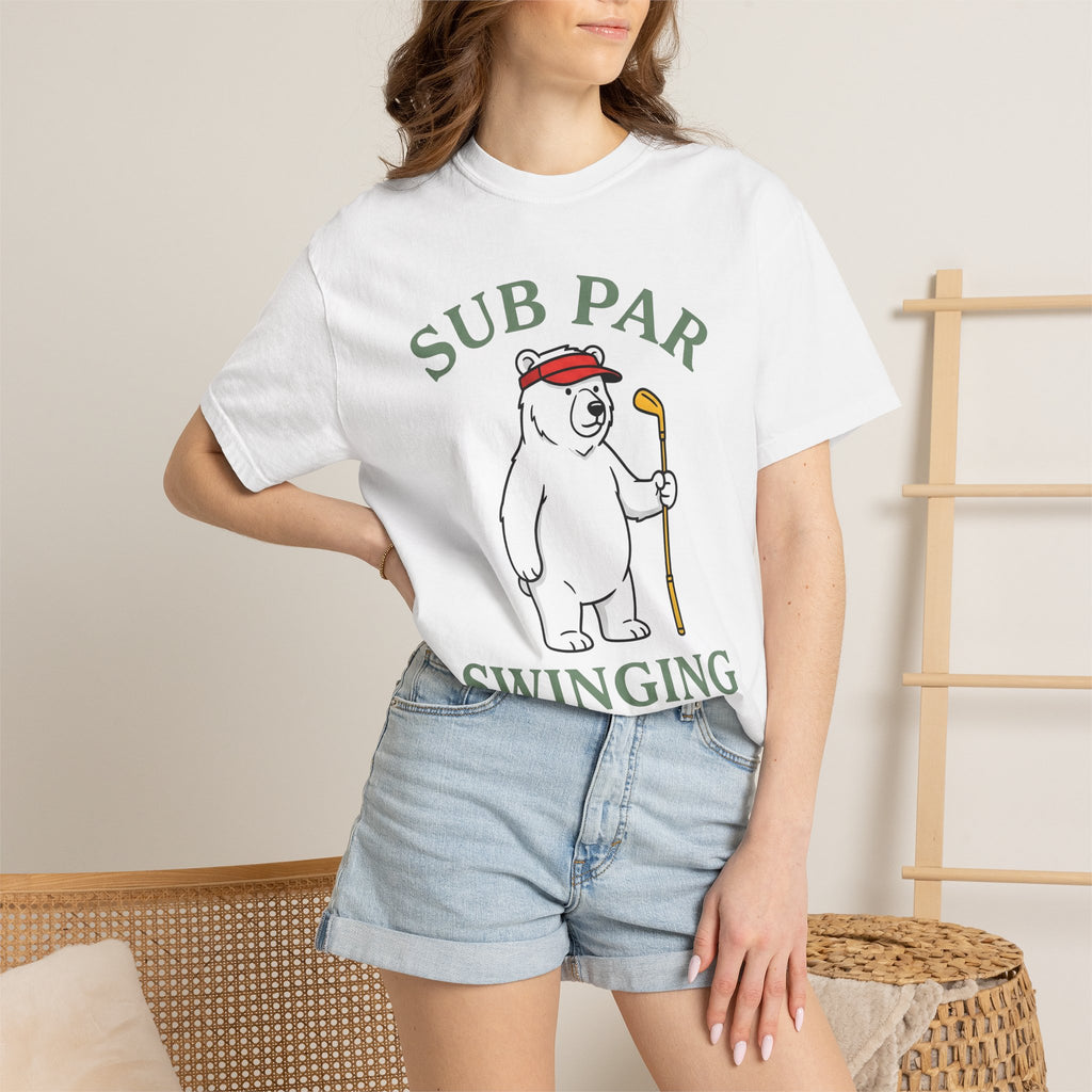 Bear Golf Shirt Golf Humor Gift Women Cartoon Tee Teddy T-Shirt Golfer Fan Cartoony Tshirt Funny Graphic Minimalist Visor Tshirt