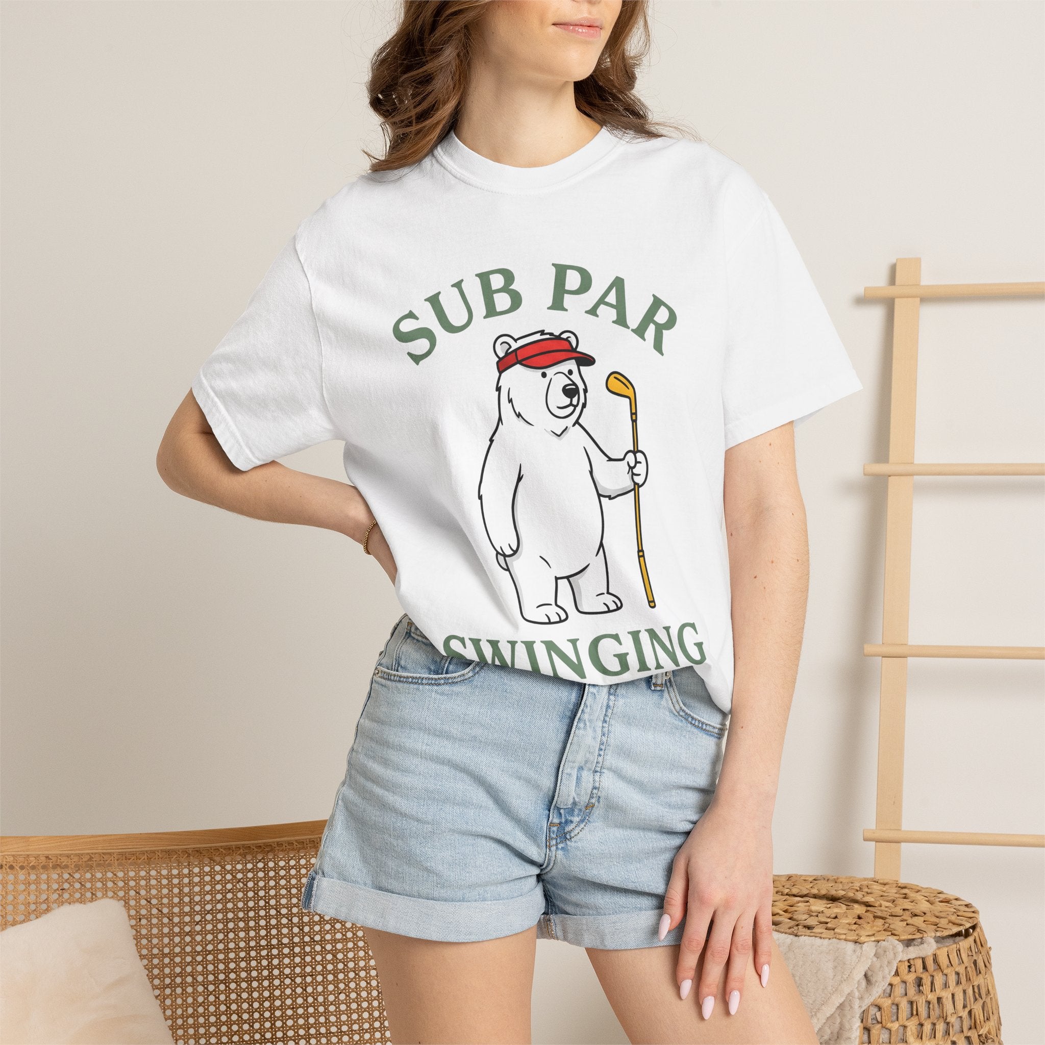 Bear Golf Shirt Golf Humor Gift Women Cartoon Tee Teddy T-Shirt Golfer Fan Cartoony Tshirt Funny Graphic Minimalist Visor Tshirt