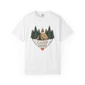 Camping Tent Shirt Camping Adventure Gift Women Line Art Tee Shelter T-Shirt Camper Enthusiast Illustration Design Graphic Cartoon Pine
