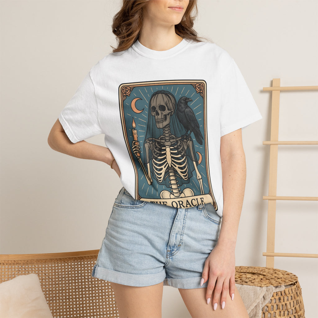 Skull Tarot Card Shirt Gothic Mysticism Gift Women Dark Tee Tarot T-Shirt Goth Fan Occult Graphic Tshirt Retro Crow Tshirt