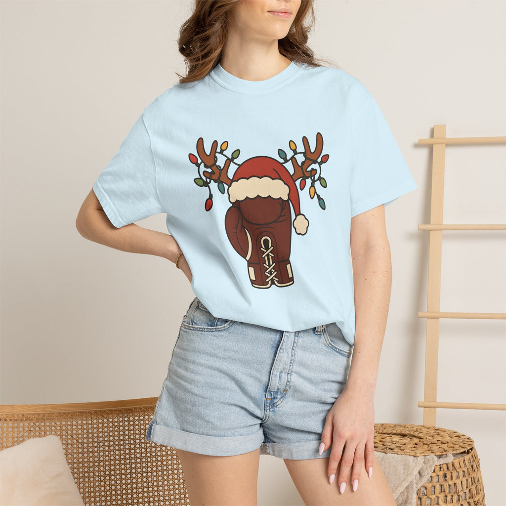 Fight Glove Reindeer Shirt Christmas Exercise Gift Women Cartoon Tee Boxing Glove T-Shirt Xmas Fan Comic Tshirt Fitness Graphic Old School