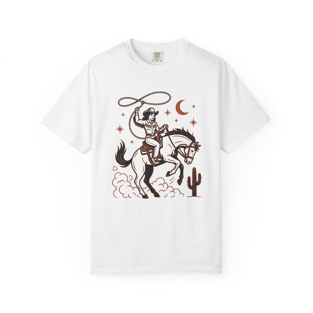 Cowgirl Horse Shirt Cowgirl Horseback Gift Women Country Tee Cowgirl T-Shirt Cowgirl Fan Western Tshirt Riding Graphic Rustic Rope Circle
