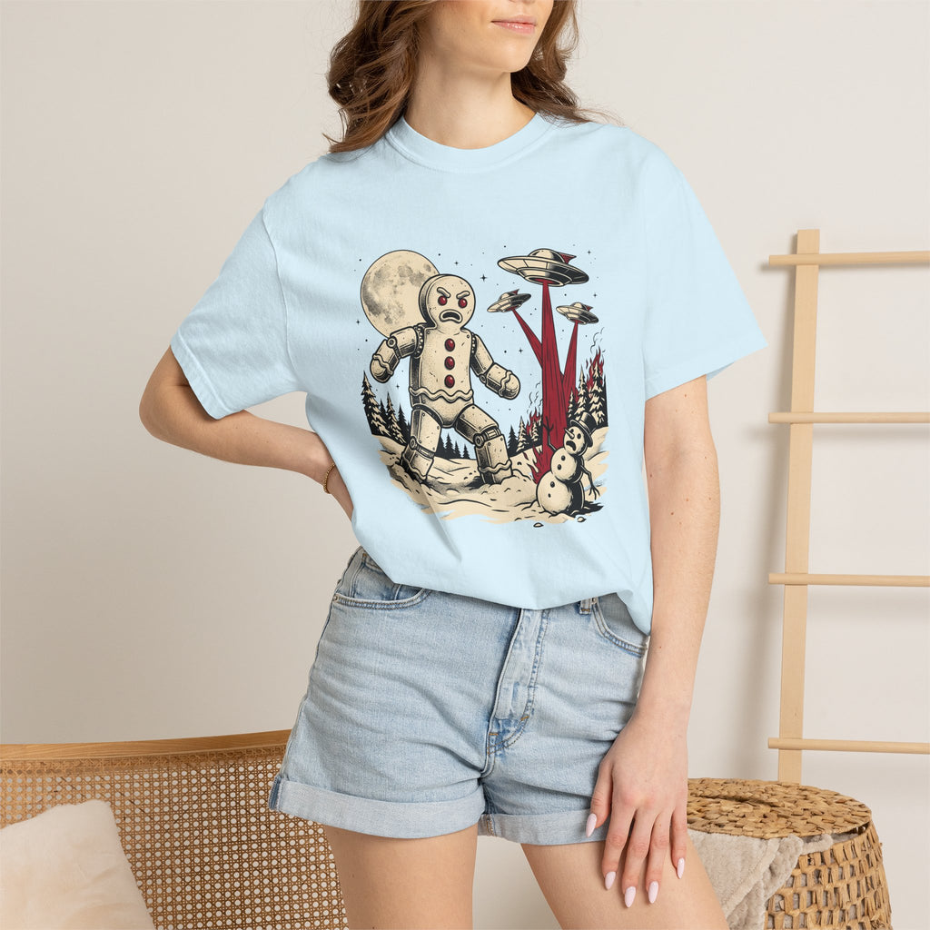 Huge Gingerbread Cookie Shirt Christmas Science Fiction Gift Women Traditional Tattoo Tee Gingerbread T-Shirt Xmas Fan Tattooed Tshirt Sci