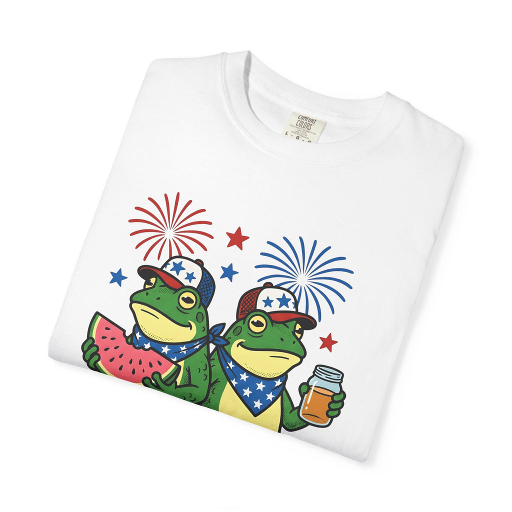 Two Frogs Shirt America 4Th Of July Holiday Gift Women Illustration Tee Toad T-Shirt Patriotic Fan Artistic Tshirt Celebration Graphic